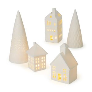 LED Lighted Ceramic Modern Village - Set of 5
