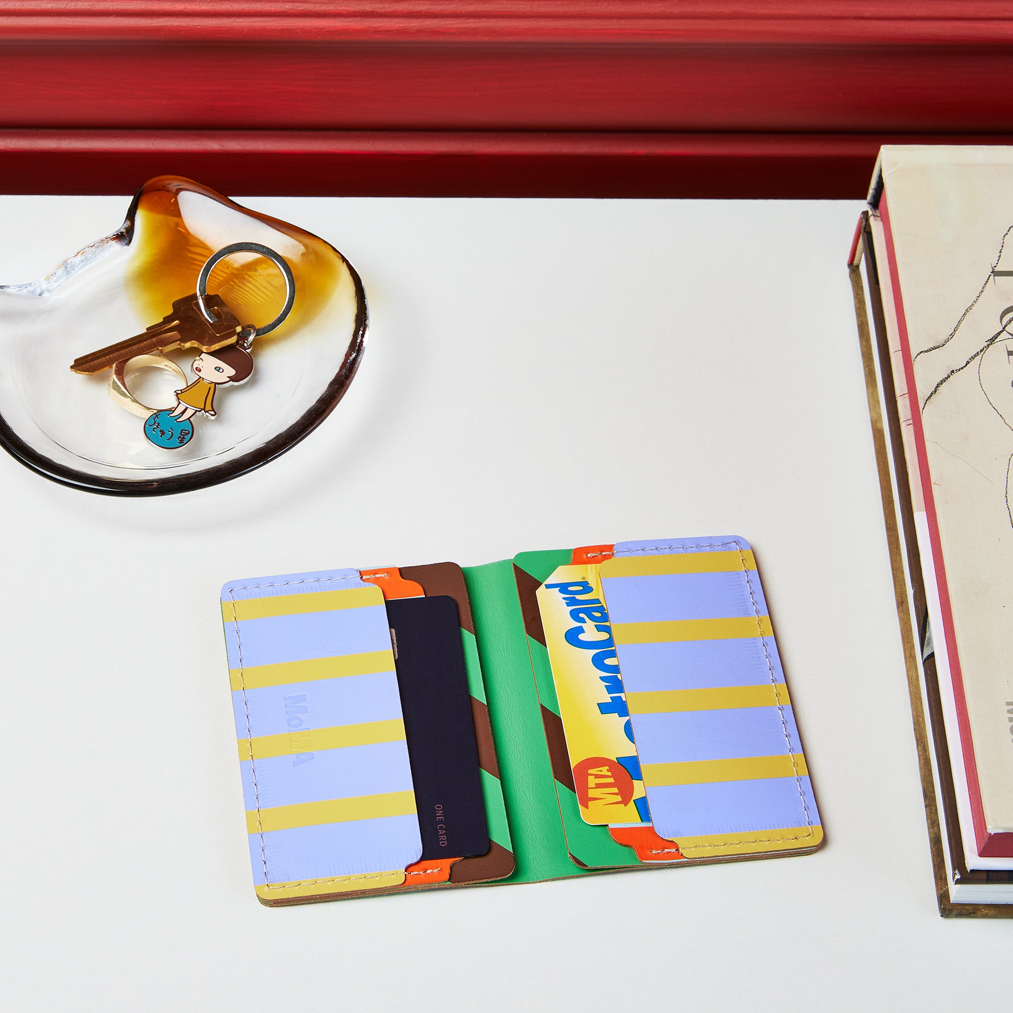 Dusen Dusen Recycled Leather Double Card Holder - Stripe - Image 2