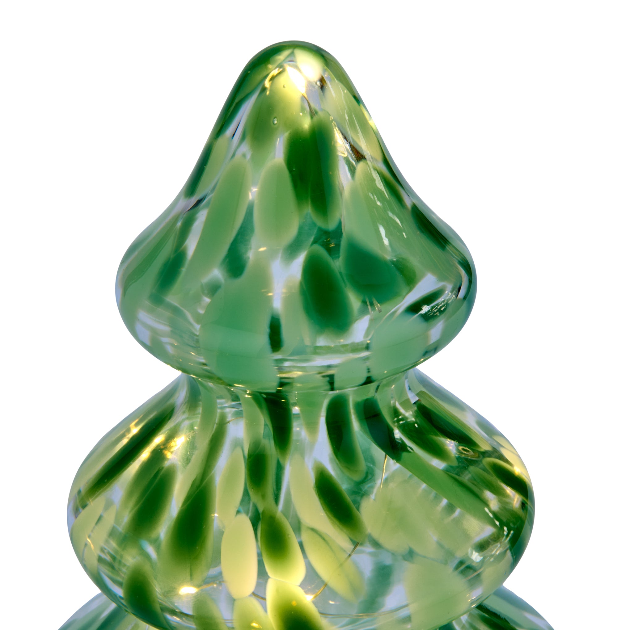 LED Lighted Marbled Glass Holiday Decor - Marbled Tree Tiered - Image 4