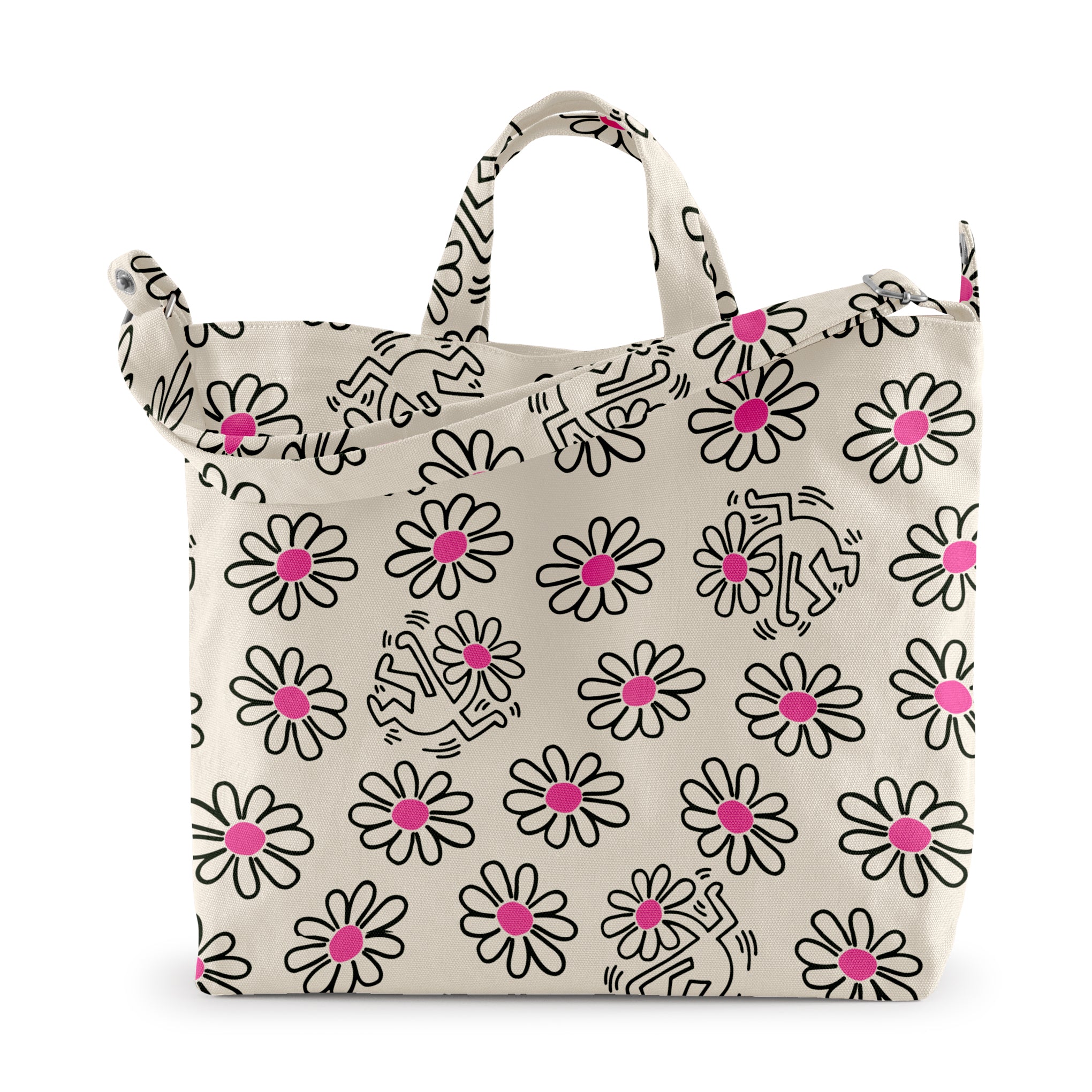 Keith Haring Baggu Flower Recycled Cotton Horizontal Zip Duck Bag