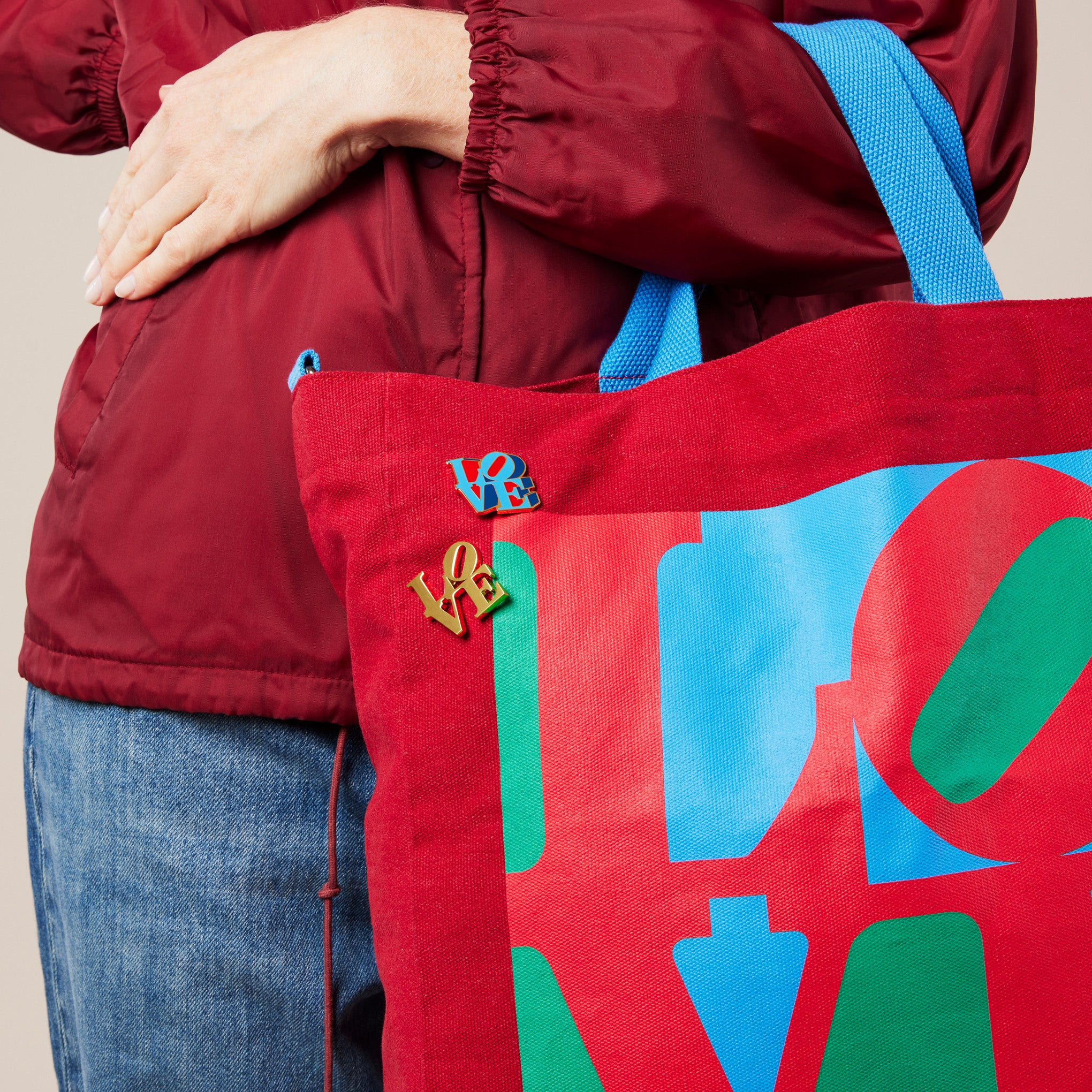 Robert Indiana Enamel LOVE Pin - Blue/ Red - Image 2