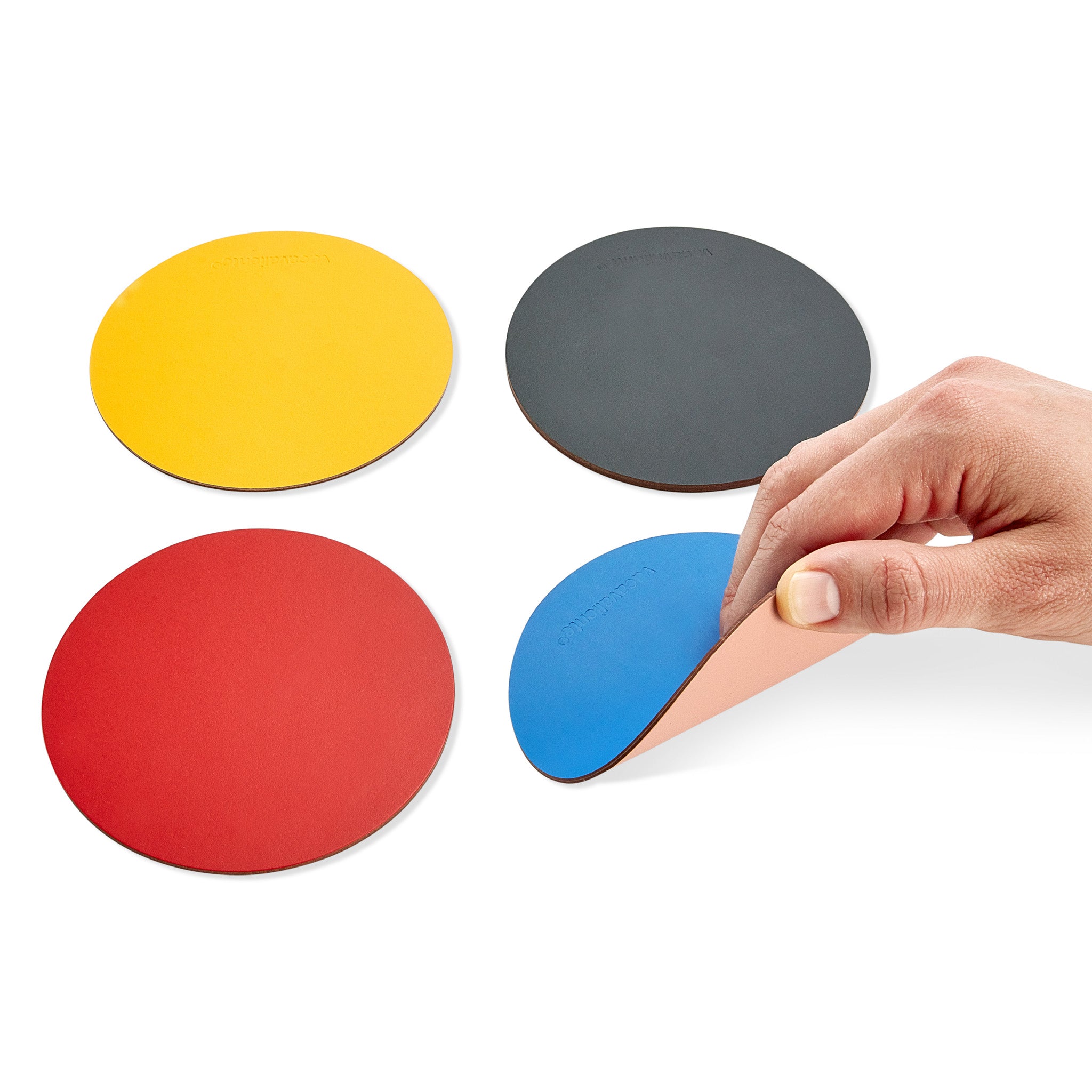 Dual-Sided Recycled Leather Coasters – Set of 4 - Square - Image 4