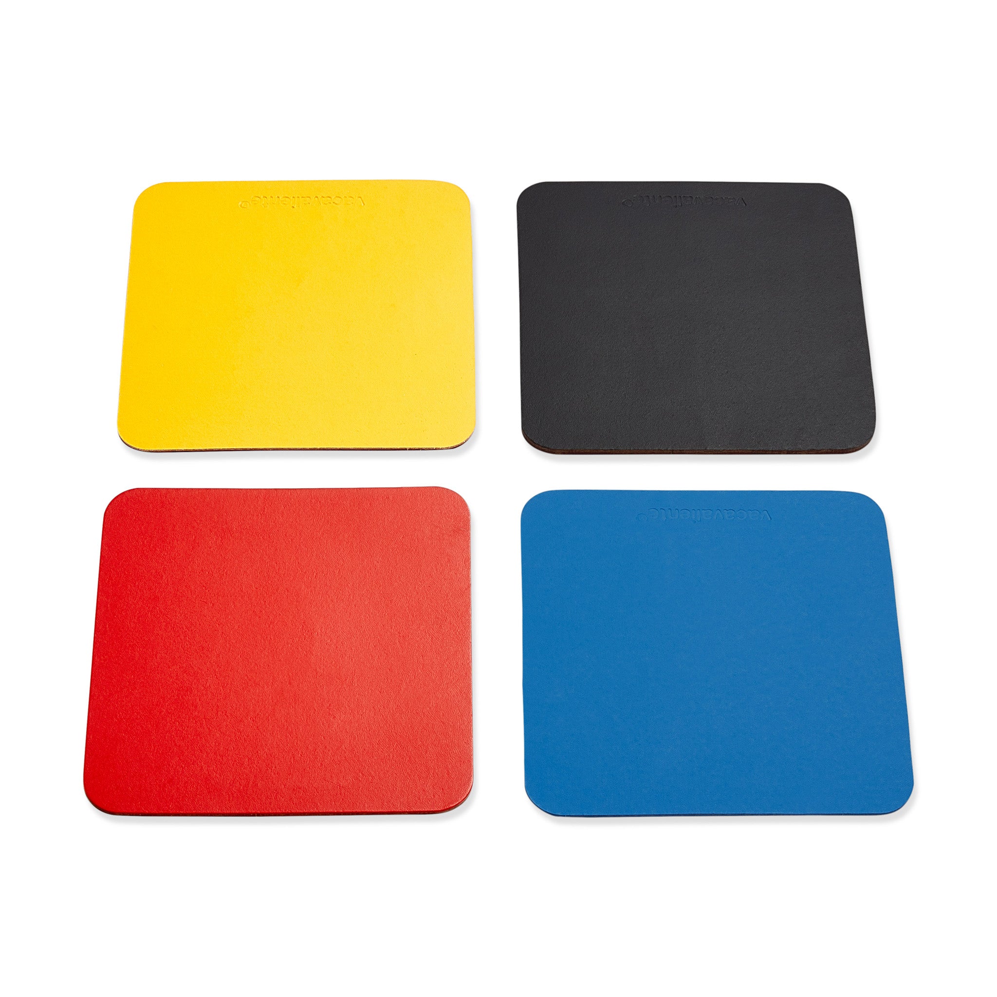 Dual-Sided Recycled Leather Coasters – Set of 4 - Square