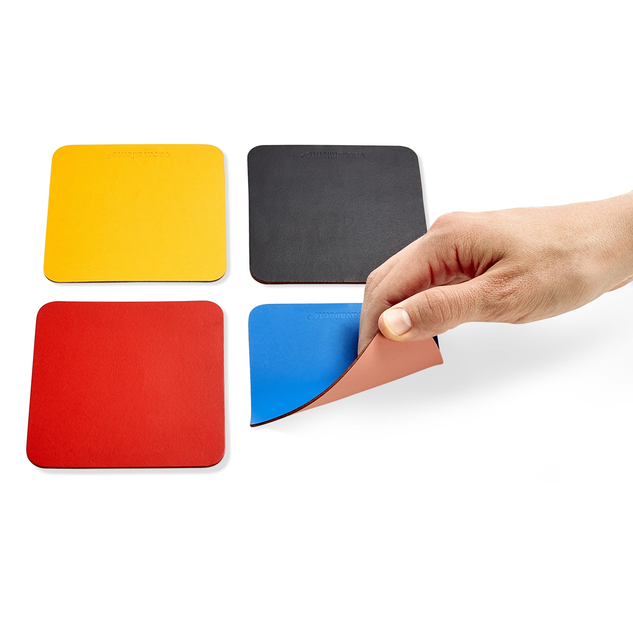 Dual-Sided Recycled Leather Coasters – Set of 4 - Square - Image 2