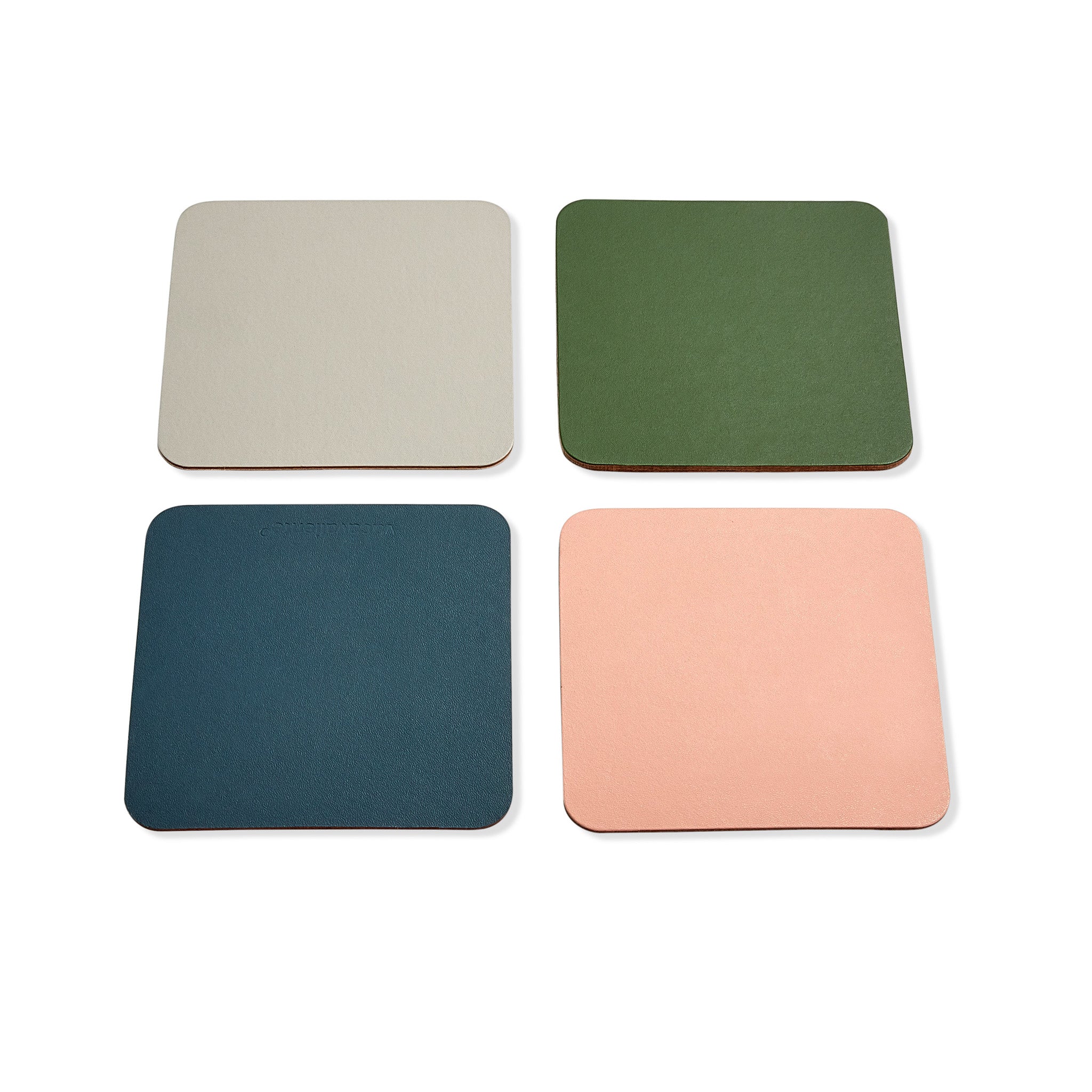 Dual-Sided Recycled Leather Coasters – Set of 4 - Square - Image 3