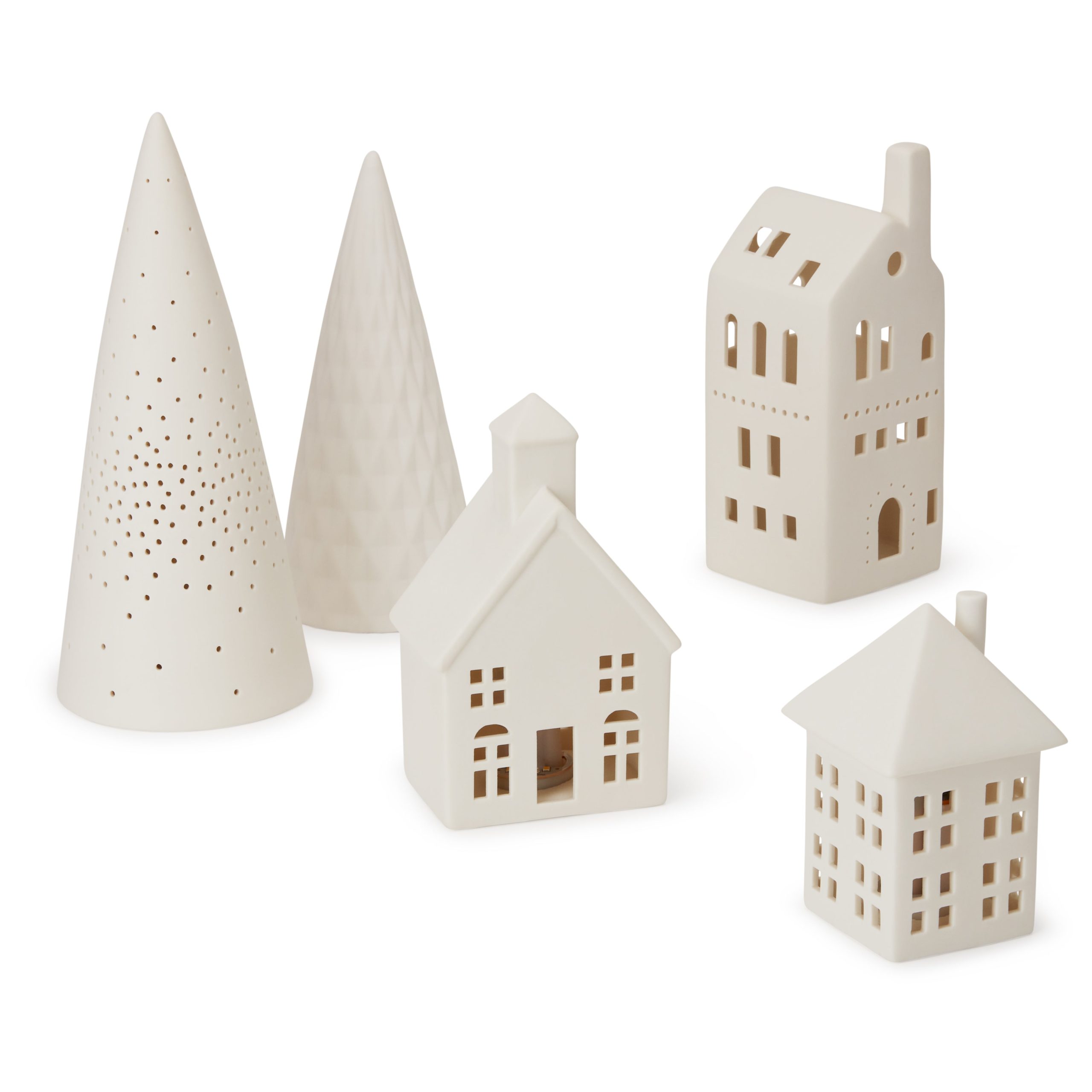 LED Lighted Ceramic Modern Village - Set of 5 - Image 5