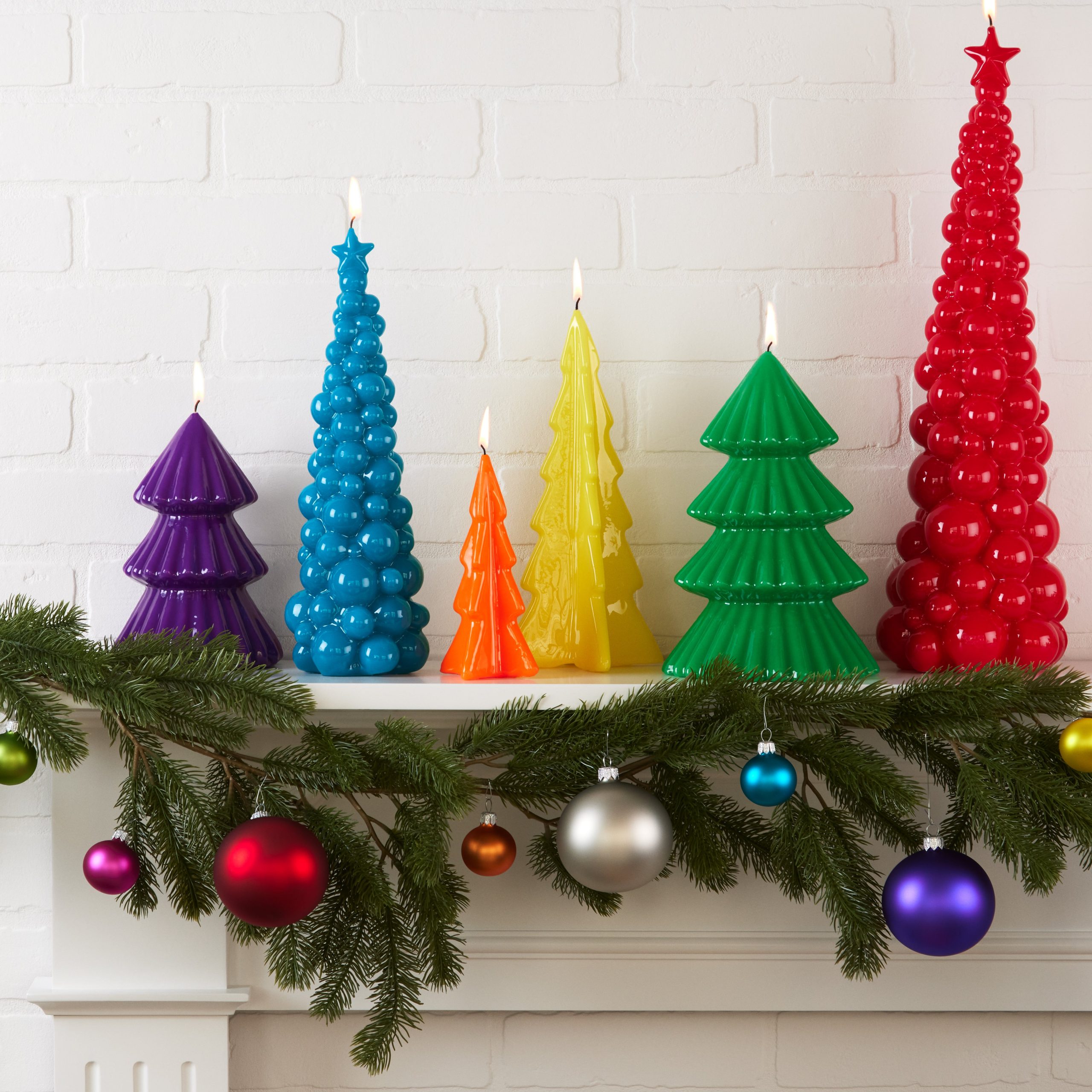 Lacquered Winter Tree Candle - Green - Image 5