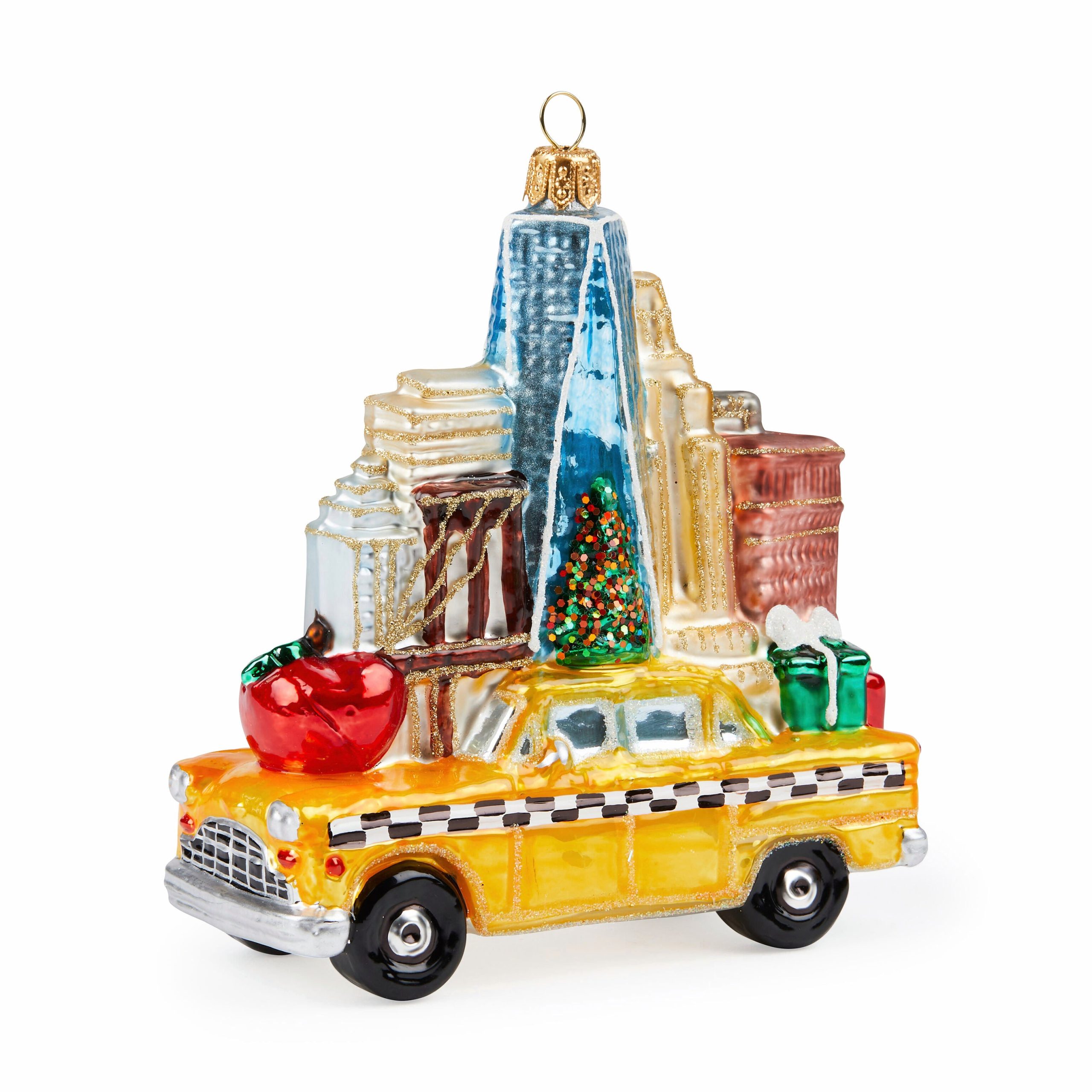 NYC Glass Holiday Ornament - Taxi - Image 2