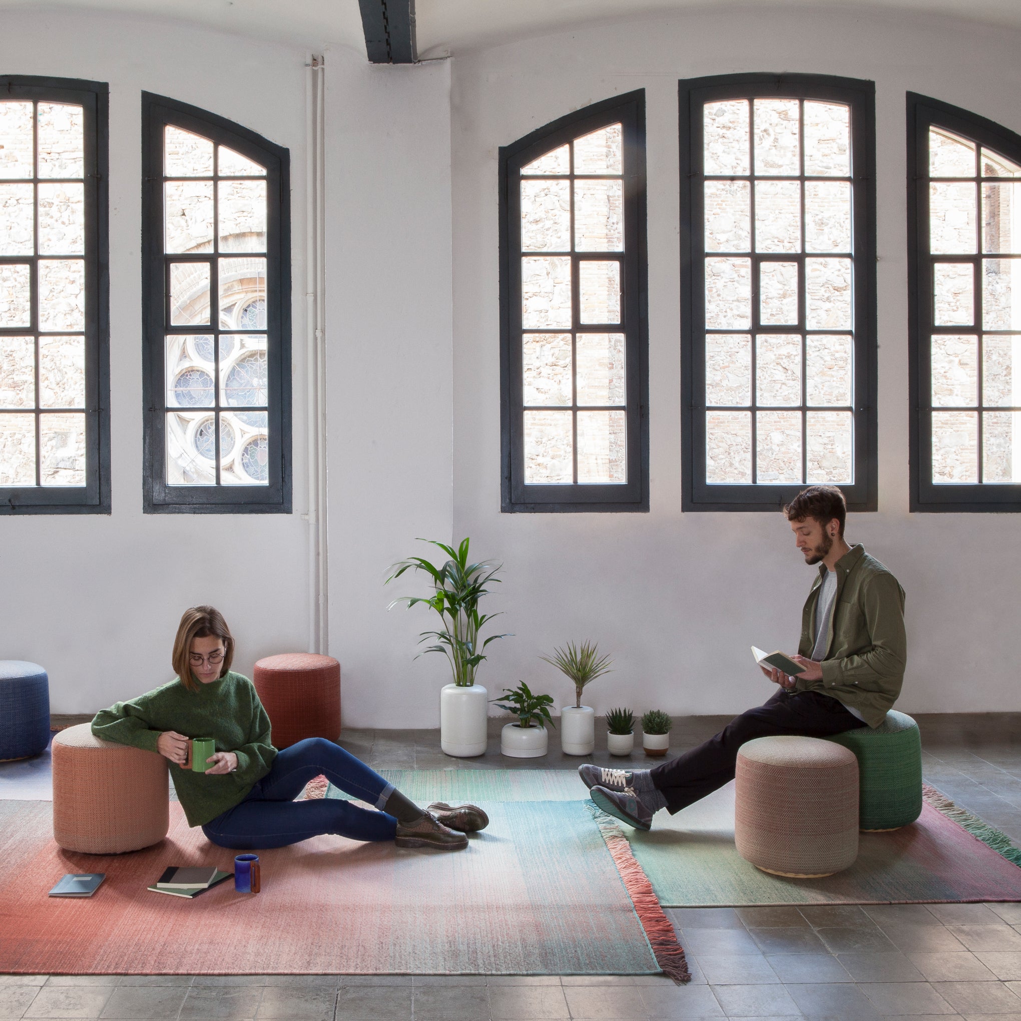 Nanimarquina Shade Pouf Stool - Blue/ Multi - Image 2