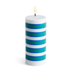 HAY Pattern Column Candle - Light Gray/ Blue/ Green