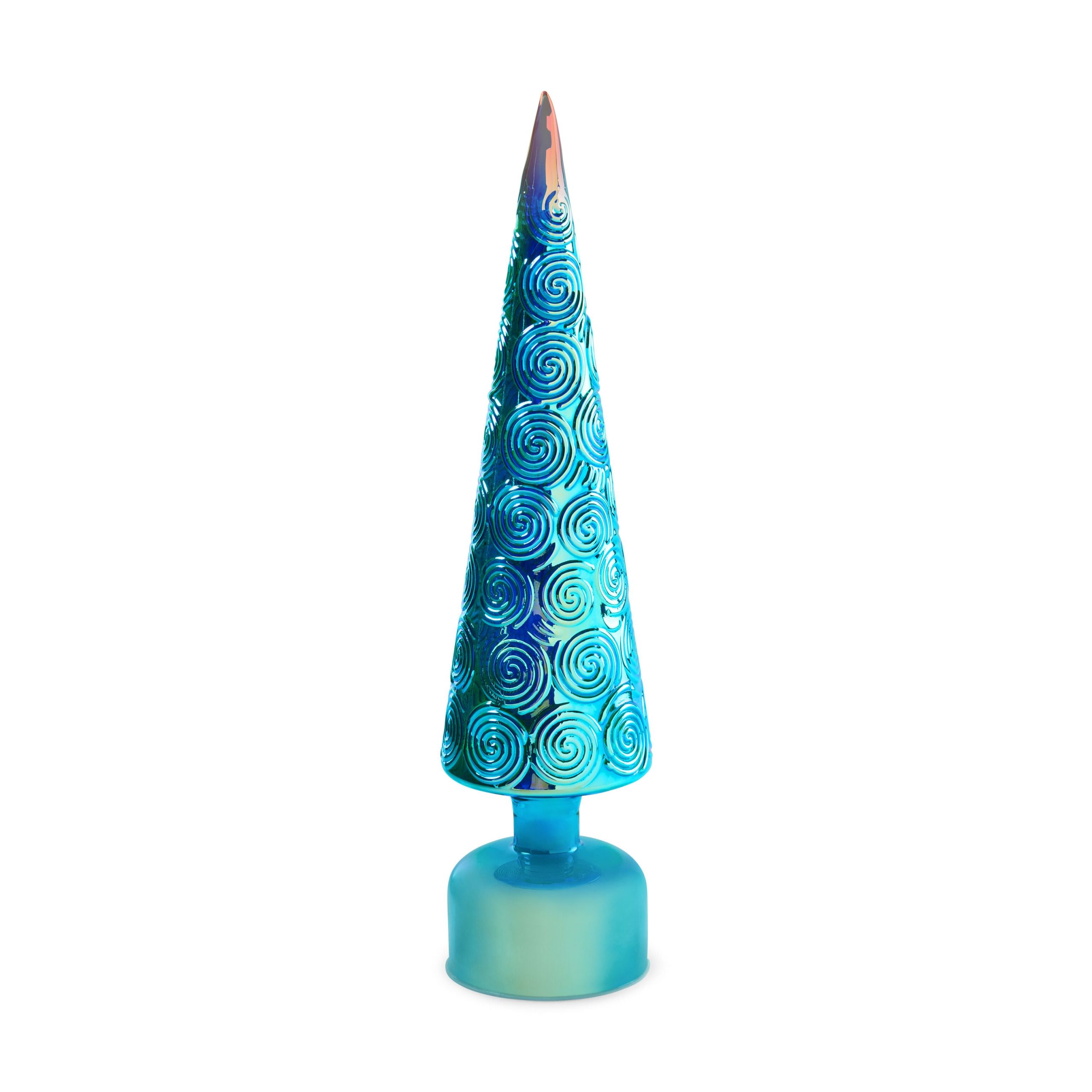 LED Lighted Starry Night Spinning Glass Tree - Image 3