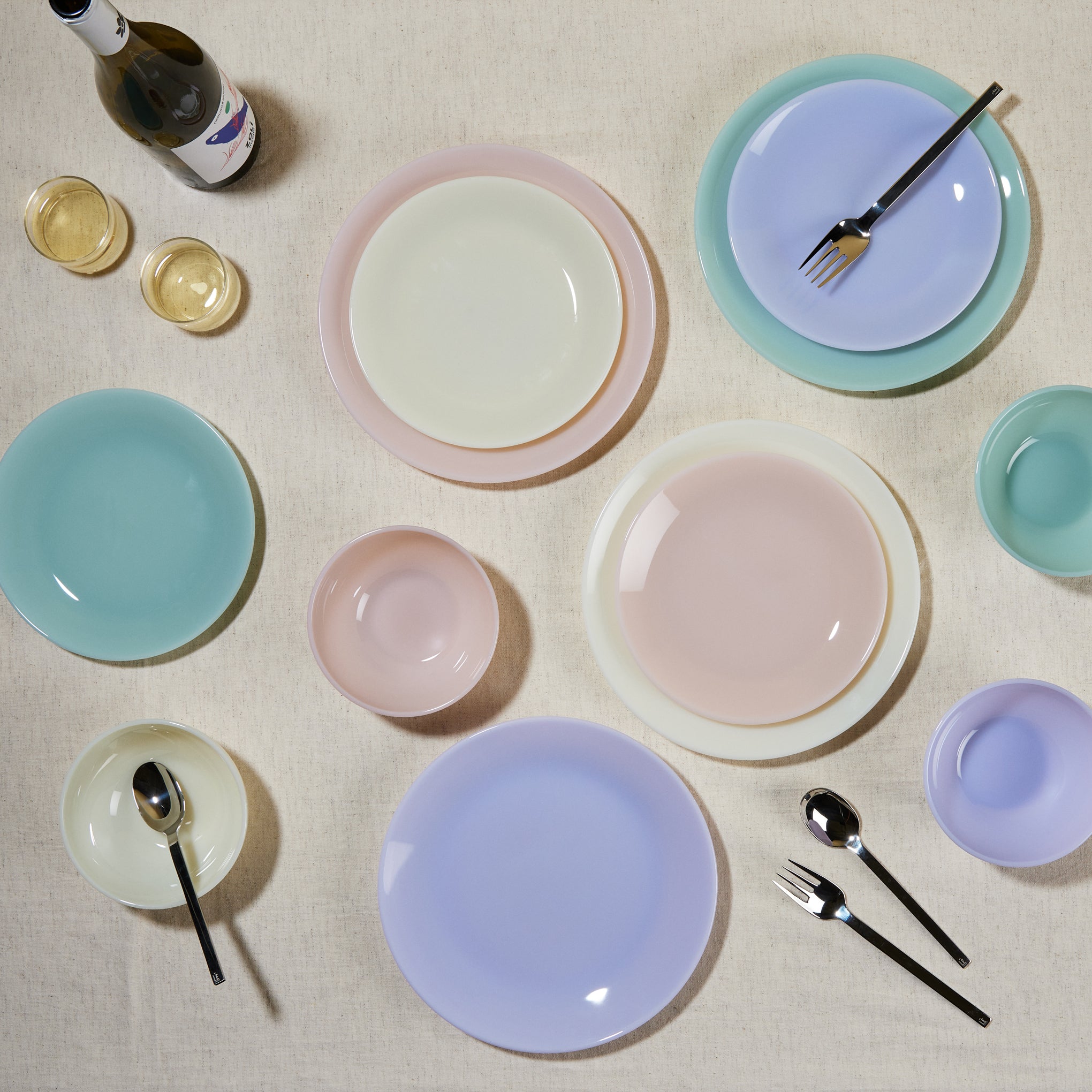 Milk Glass Pastel Dinnerware - Set of 4 - Bowl Set of 4 - Image 7