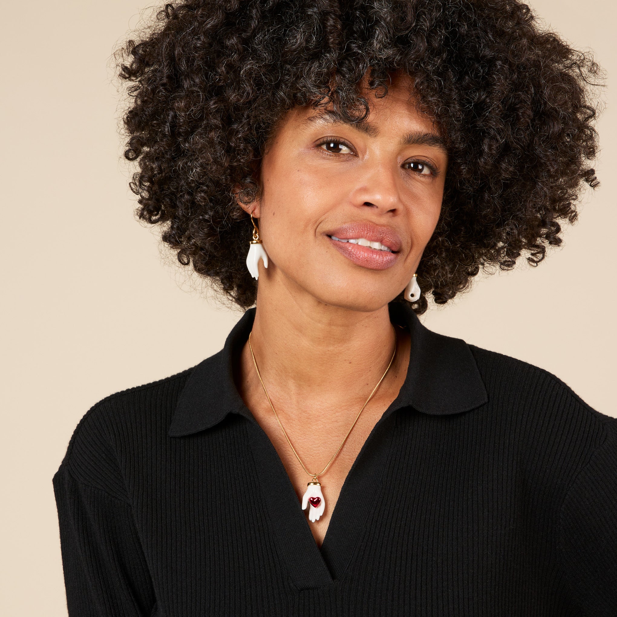 Andrés Gallardo Little Hands Gold-Plated Hook Earrings - Image 2