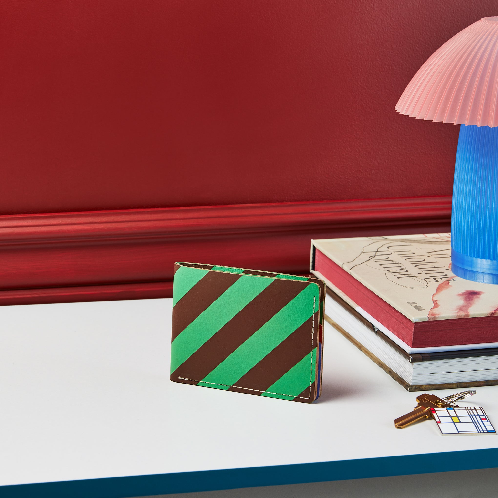 Dusen Dusen Recycled Leather Billfold Wallet - Stripe - Image 6