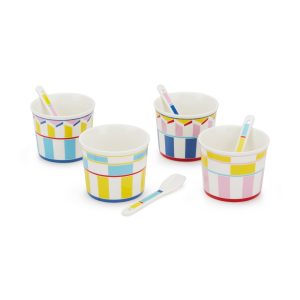 Geocromia Porcelain Dinnerware - Ice Cream Bowl Set of 4