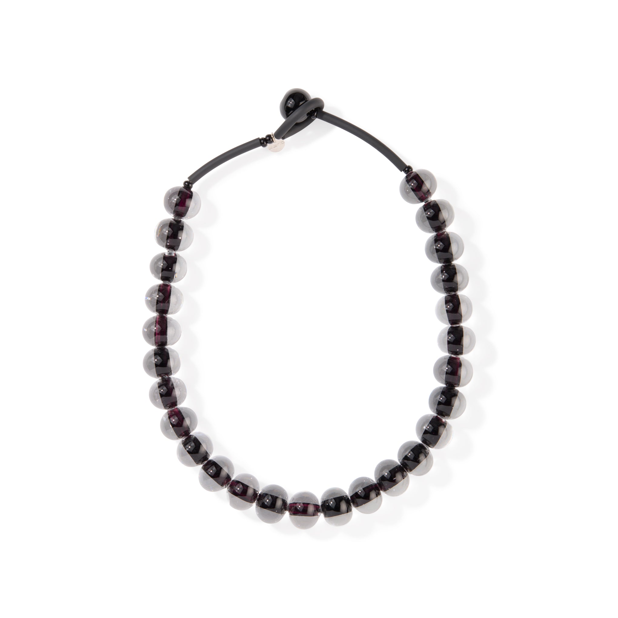 Glass Ball Strip Necklace - Black