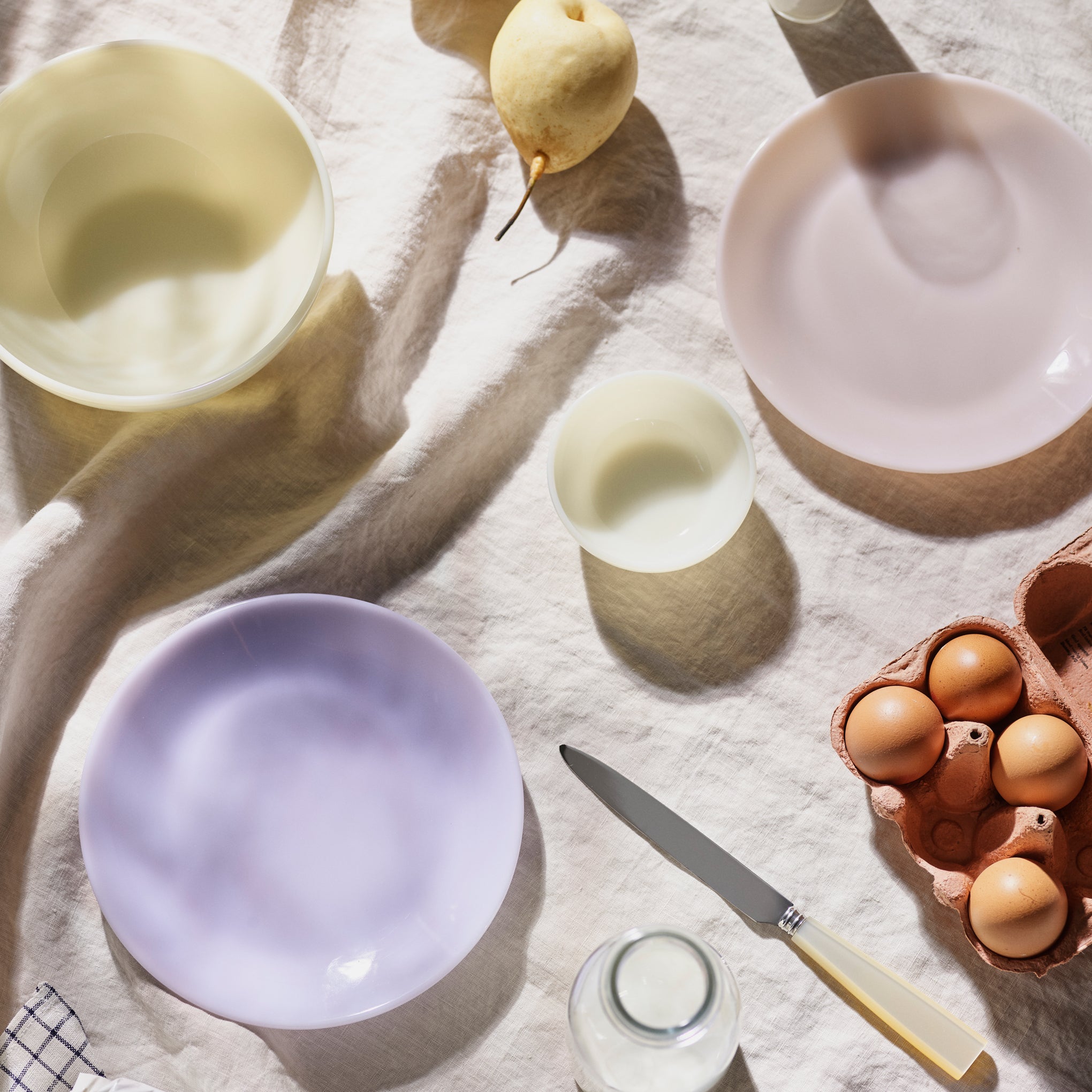 Milk Glass Pastel Dinnerware - Set of 4 - Bowl Set of 4 - Image 5