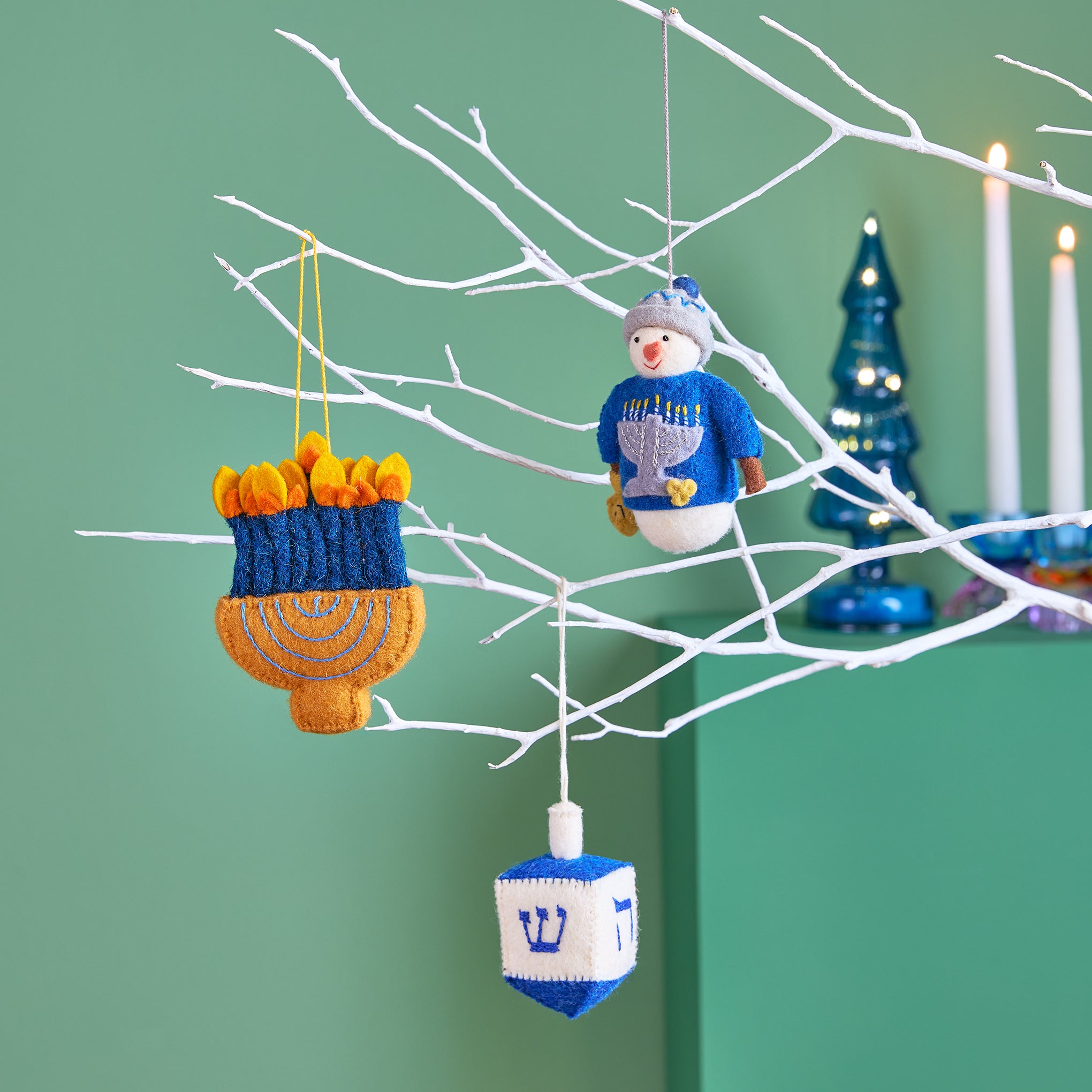 Felt Hanukkah Ornament - Snowman Menorah Sweater - Image 2