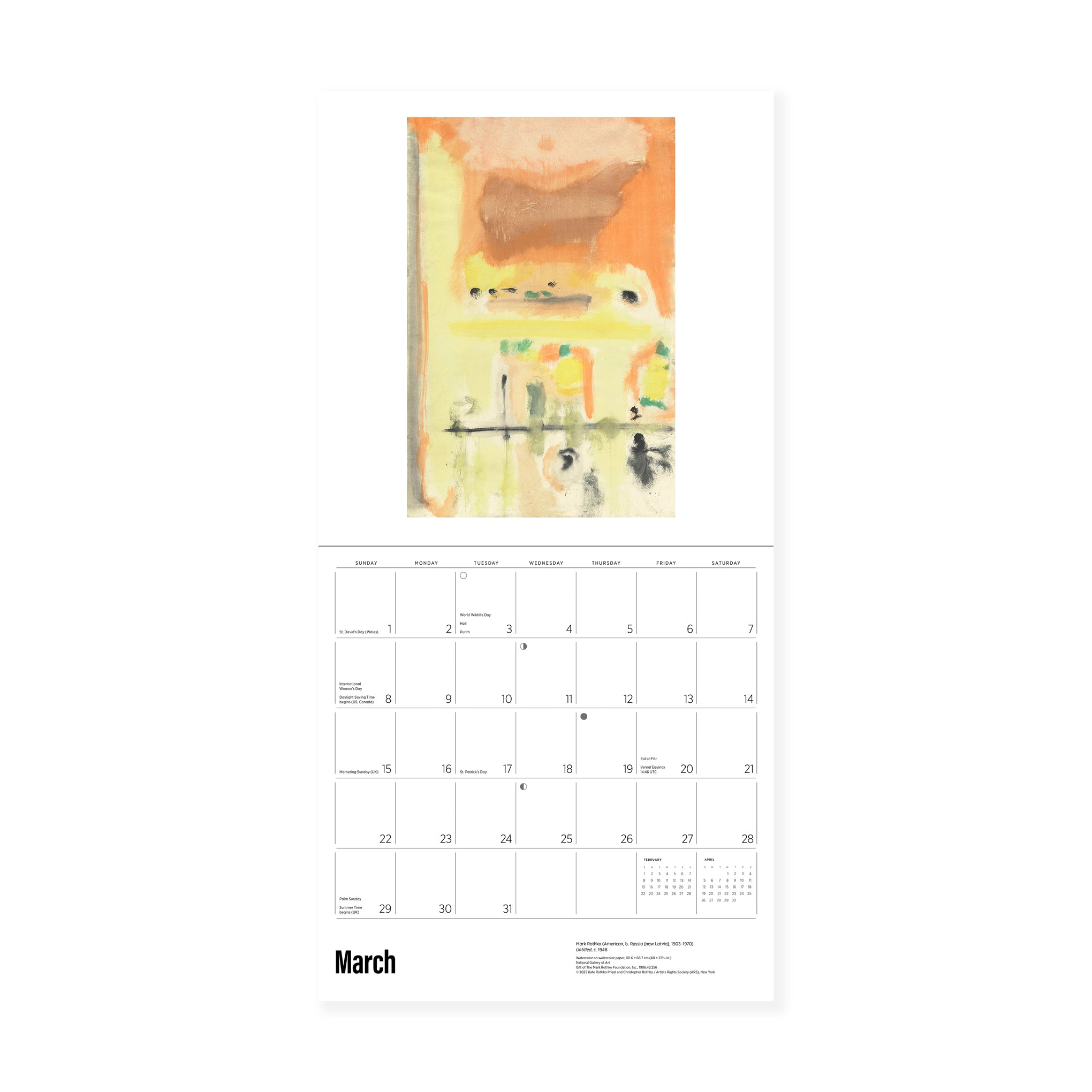 2026 Mark Rothko Wall Calendar - Image 5