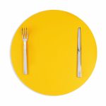 Dual-Sided Recycled Leather Placemat - Yellow/ Light Grey