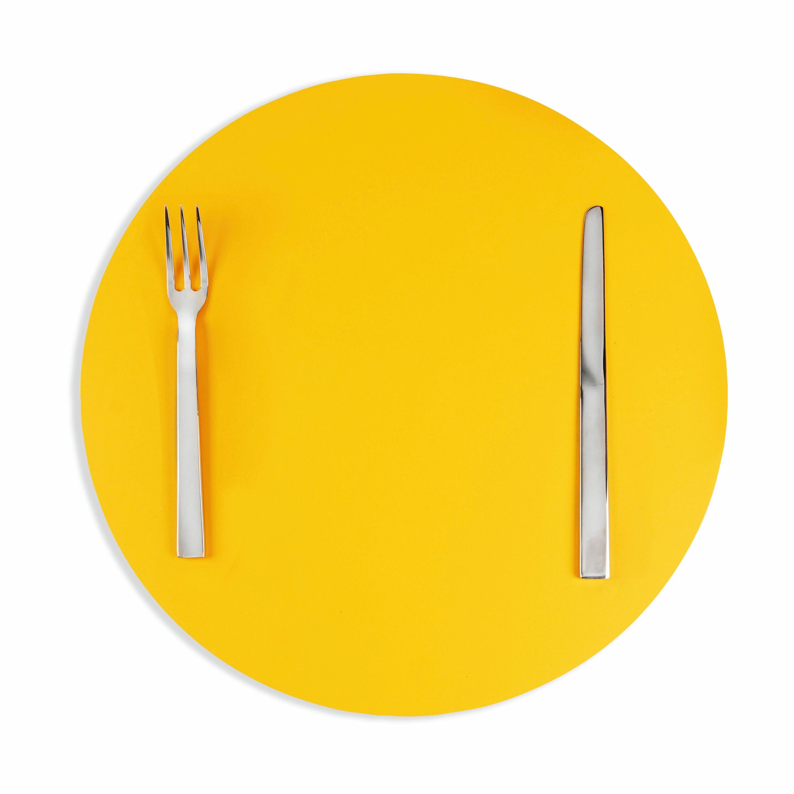 Dual-Sided Recycled Leather Placemat - Yellow/ Light Grey