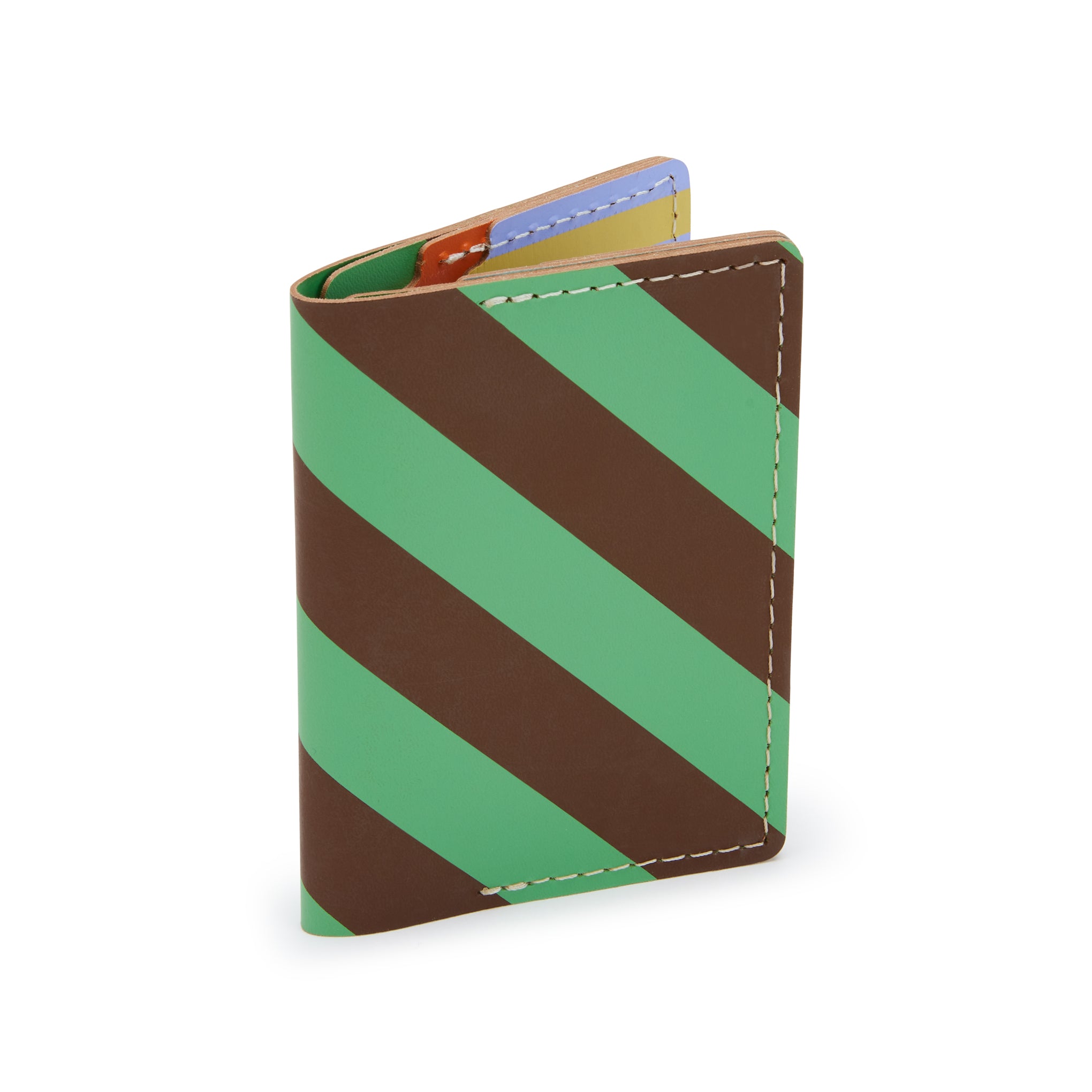 Dusen Dusen Recycled Leather Double Card Holder - Stripe - Image 4