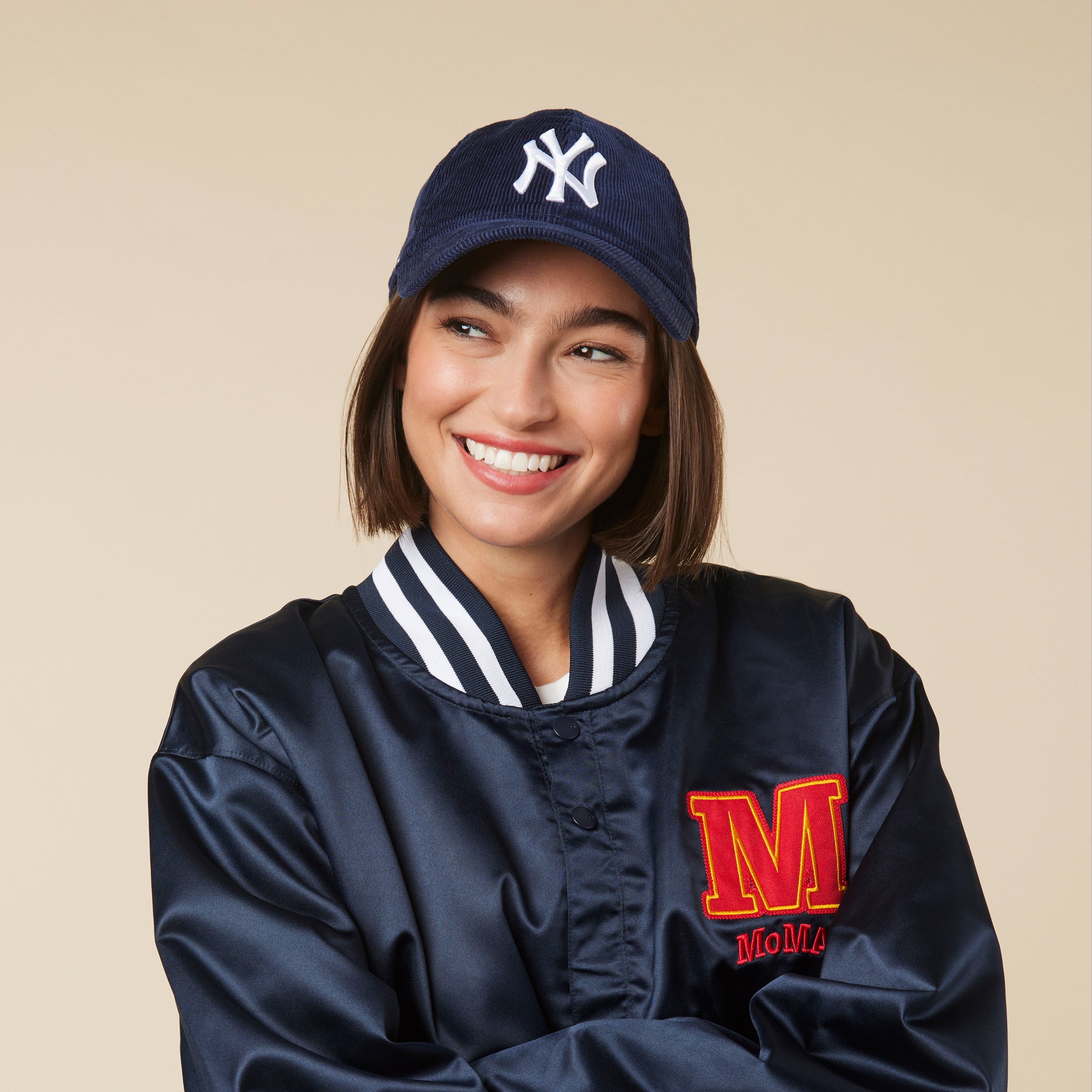 MoMA NY Yankees 9TWENTY Corduroy Adjustable Baseball Cap - Navy - Image 2