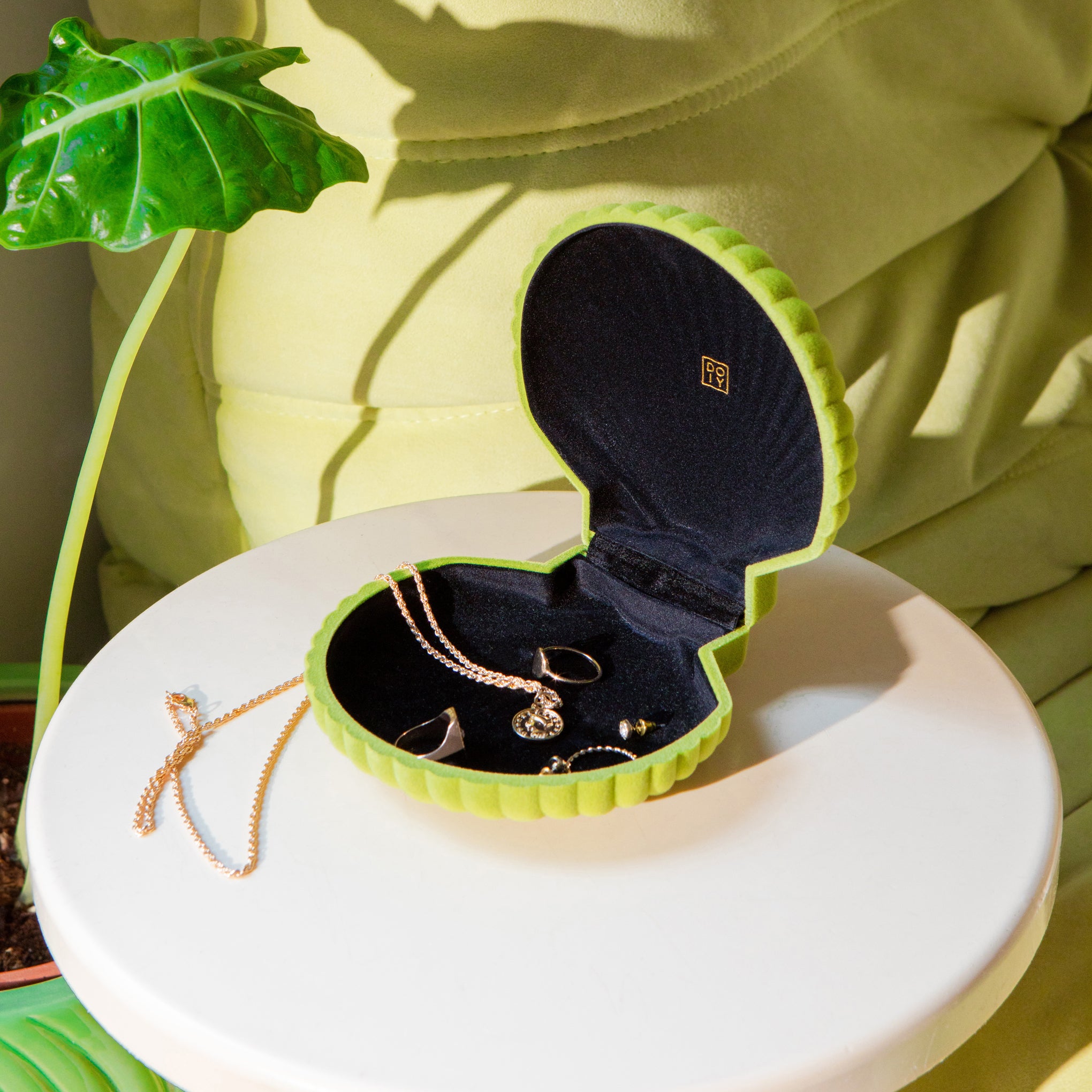 Venus Velvet Seashell Jewelry Box - Green - Image 2