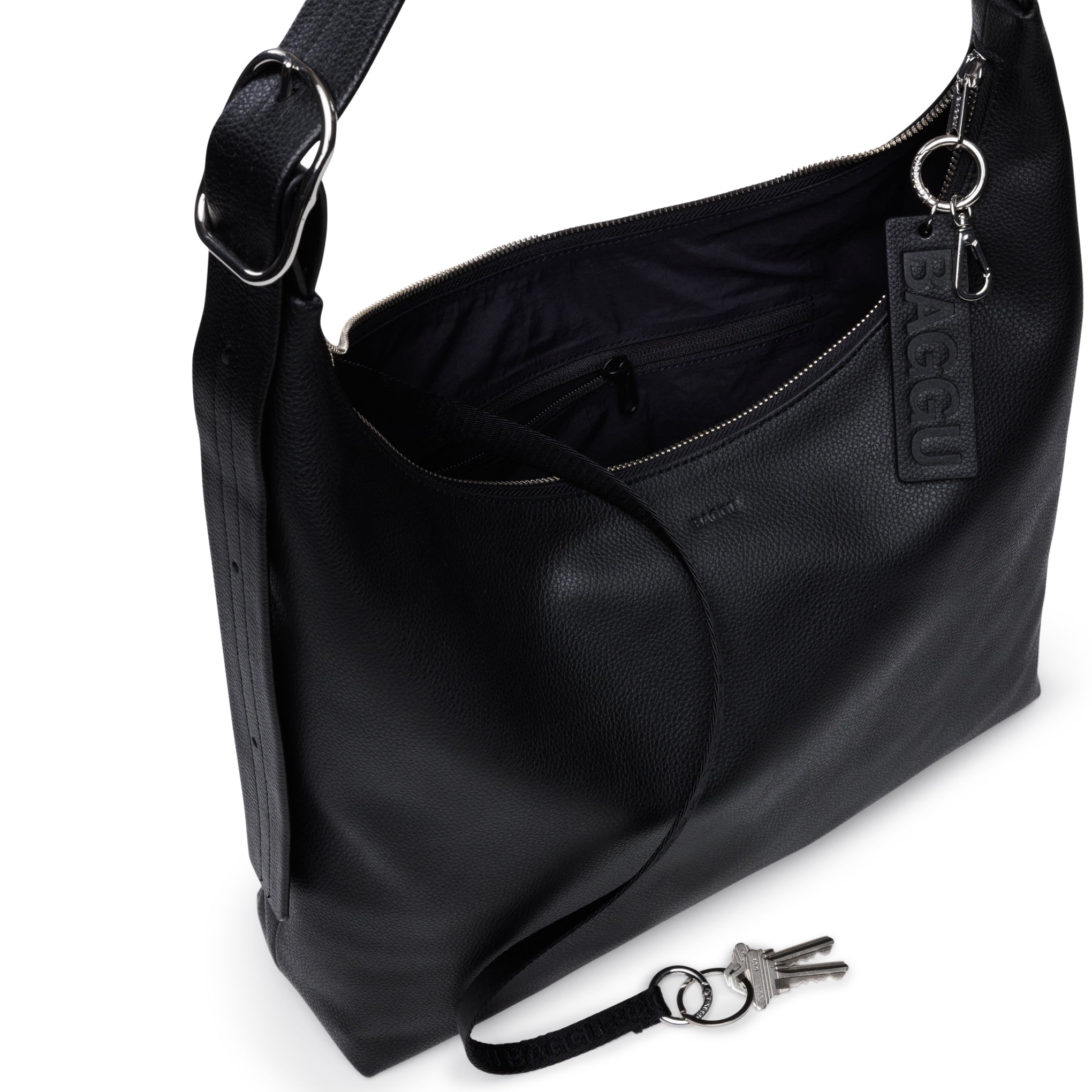 Baggu Recycled Leather Shoulder Bag - Black - Image 5