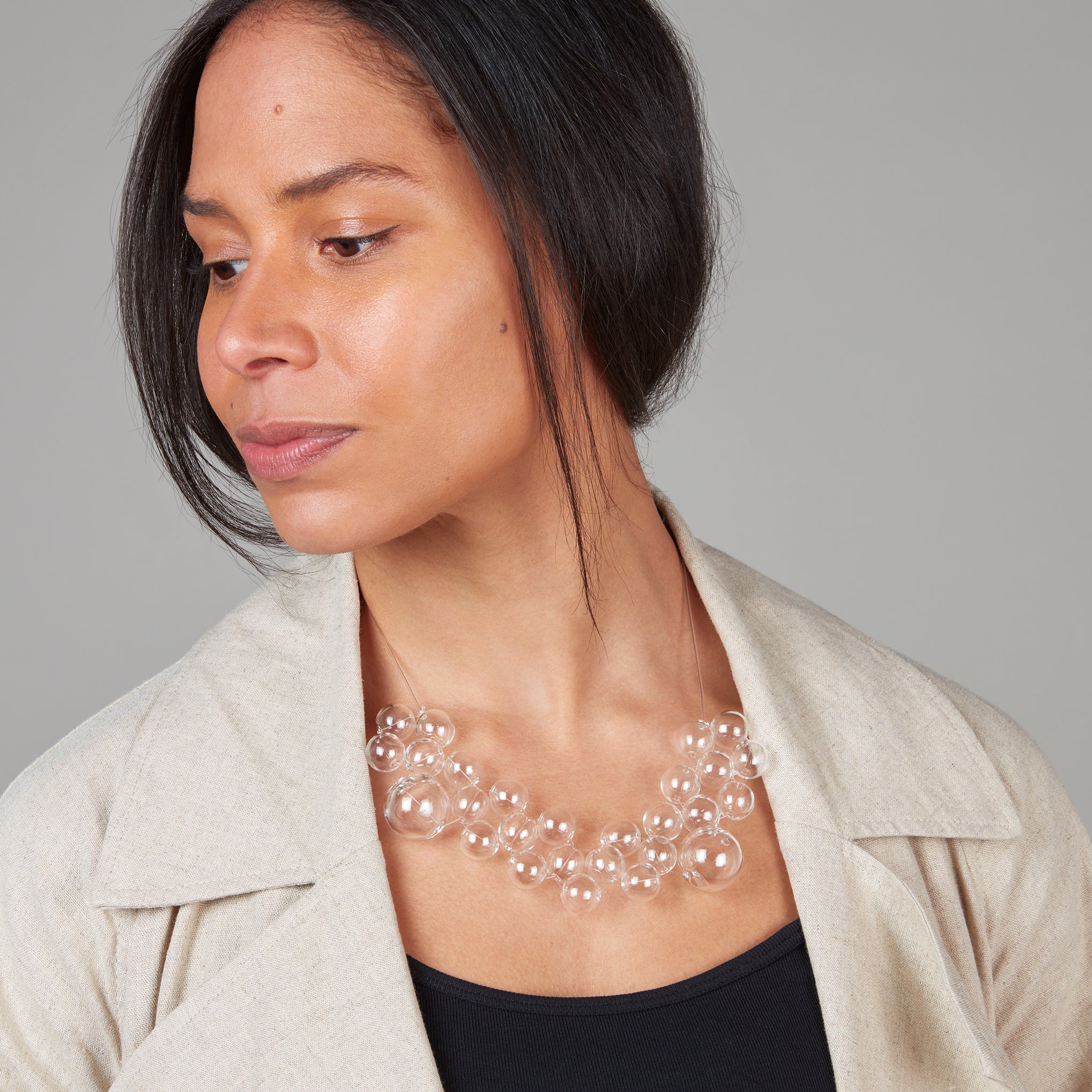 Glass Bubble Necklace - Transparent - Image 2