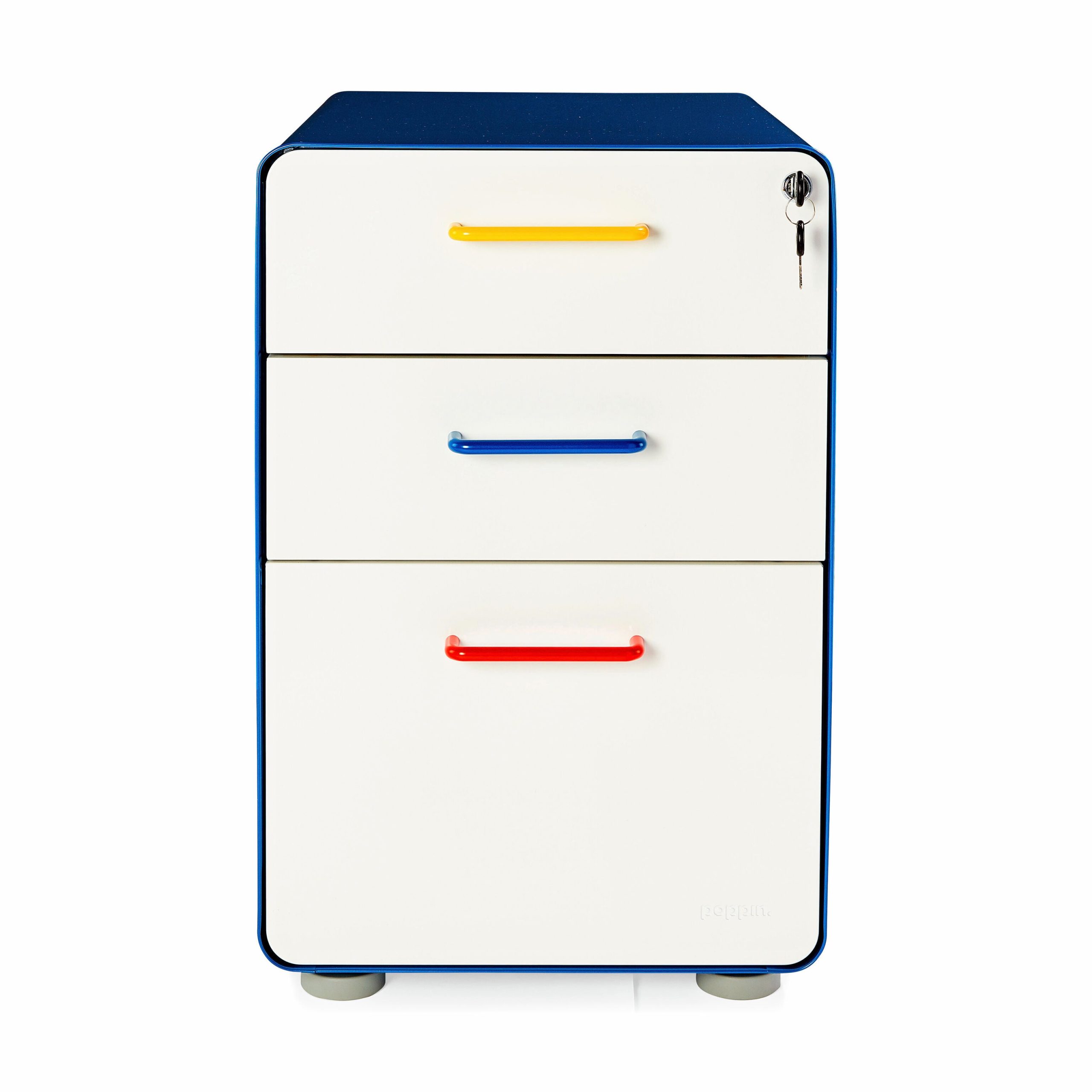 Poppin Stow 3-Drawer File Cabinet - Red/ Blue/ Yellow