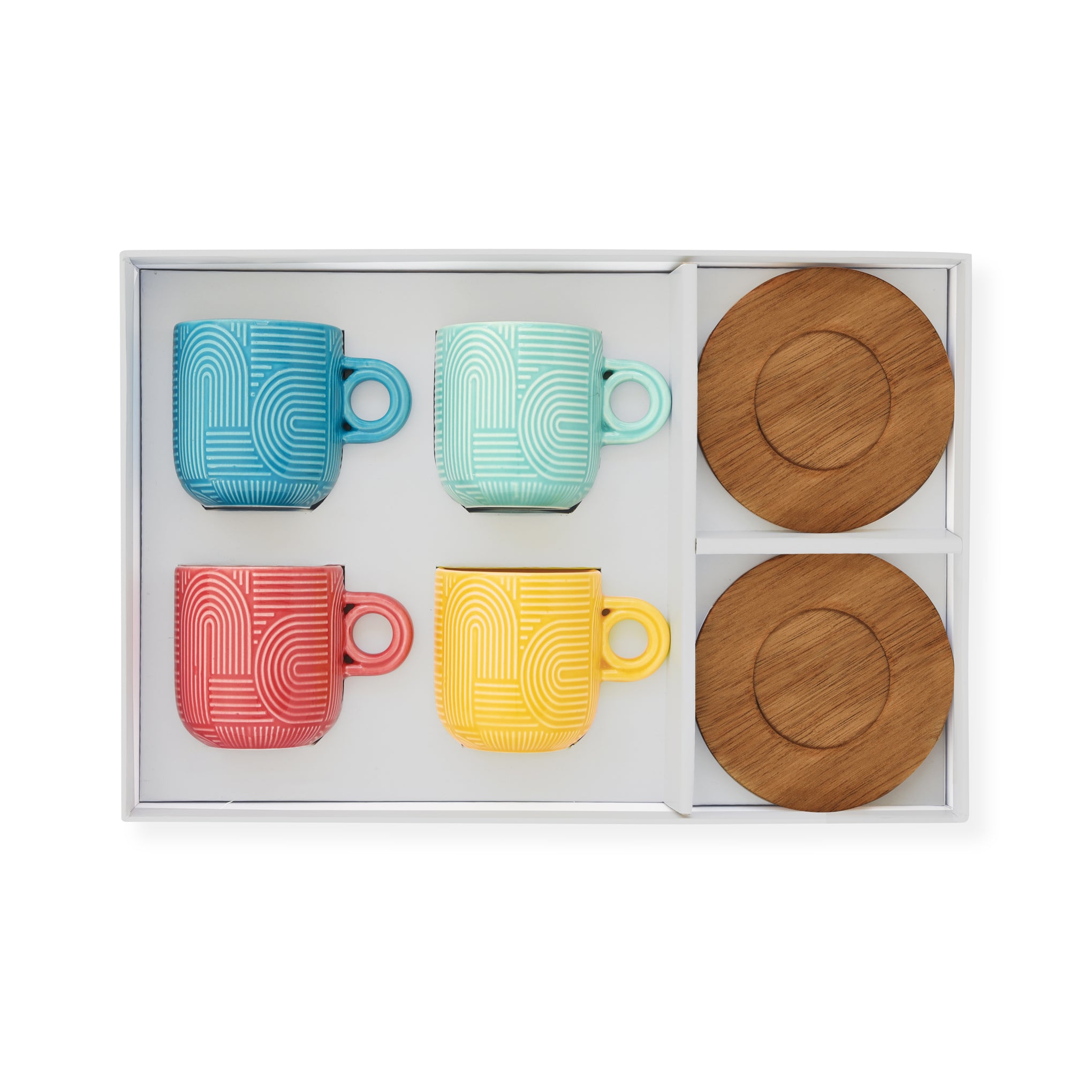 Take a Loop Porcelain Espresso Cups & Wood Saucers - Set of 4 - Image 3