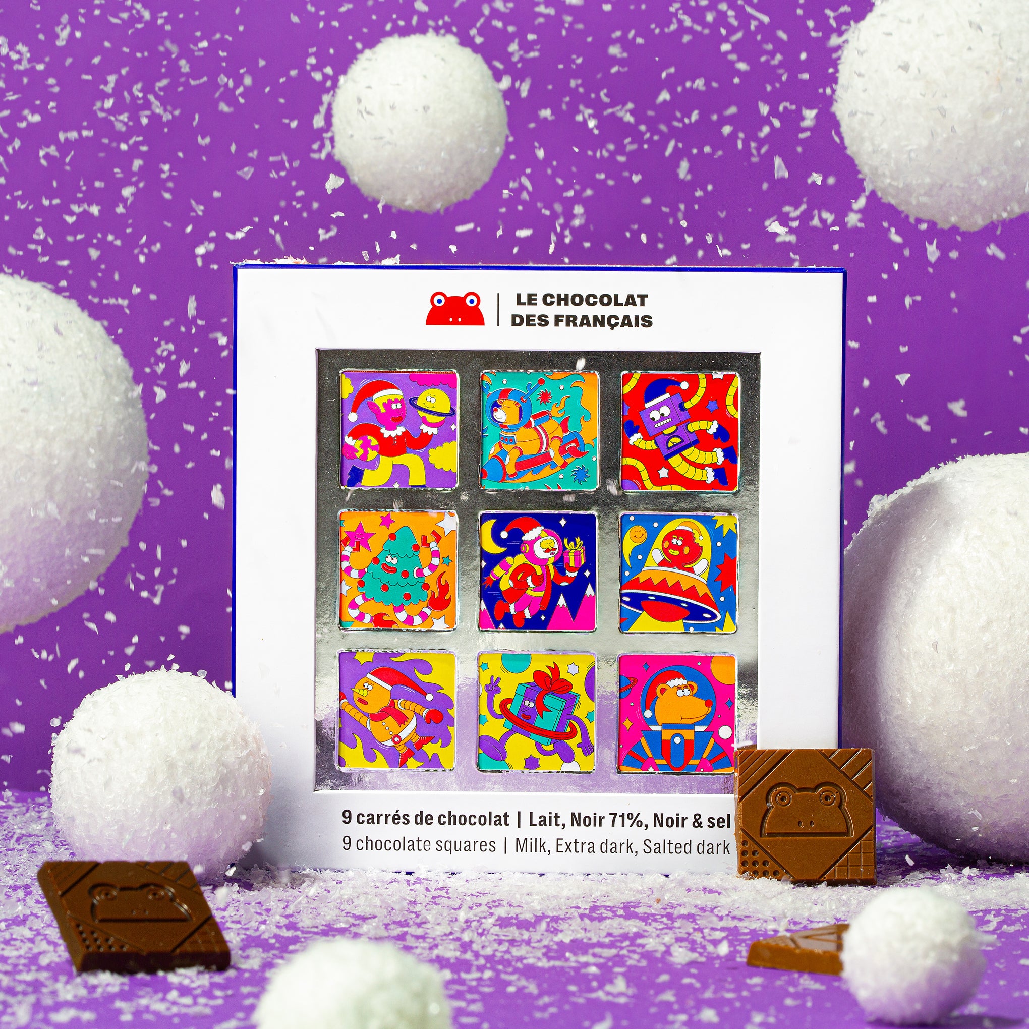 Le chocolat des Français Praline Balls Galactic Boxed Holiday Gift Set of 9 - Image 2