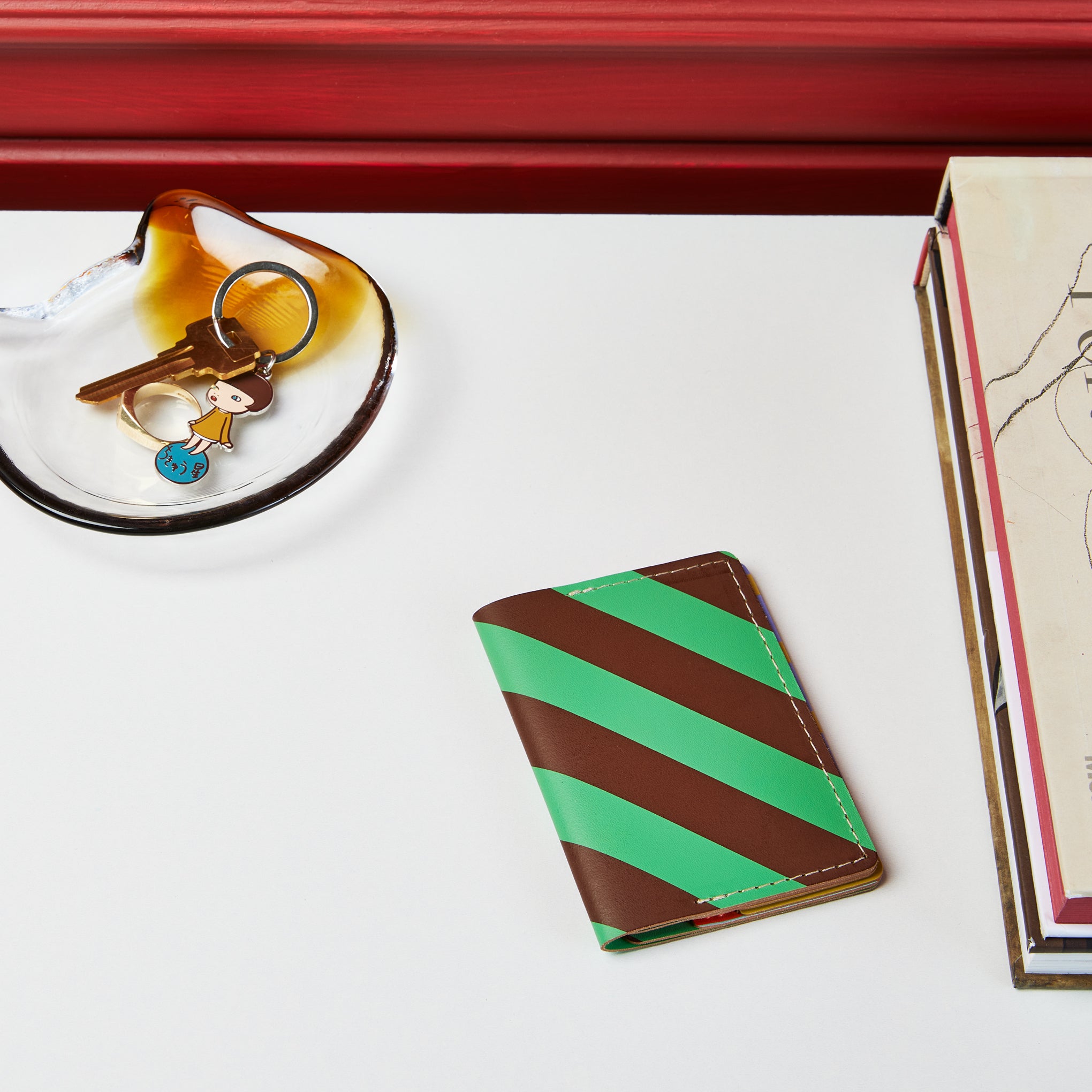 Dusen Dusen Recycled Leather Double Card Holder - Stripe - Image 6