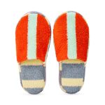 Dusen Dusen Striped Terry Slippers - Orange/ Slate Gray