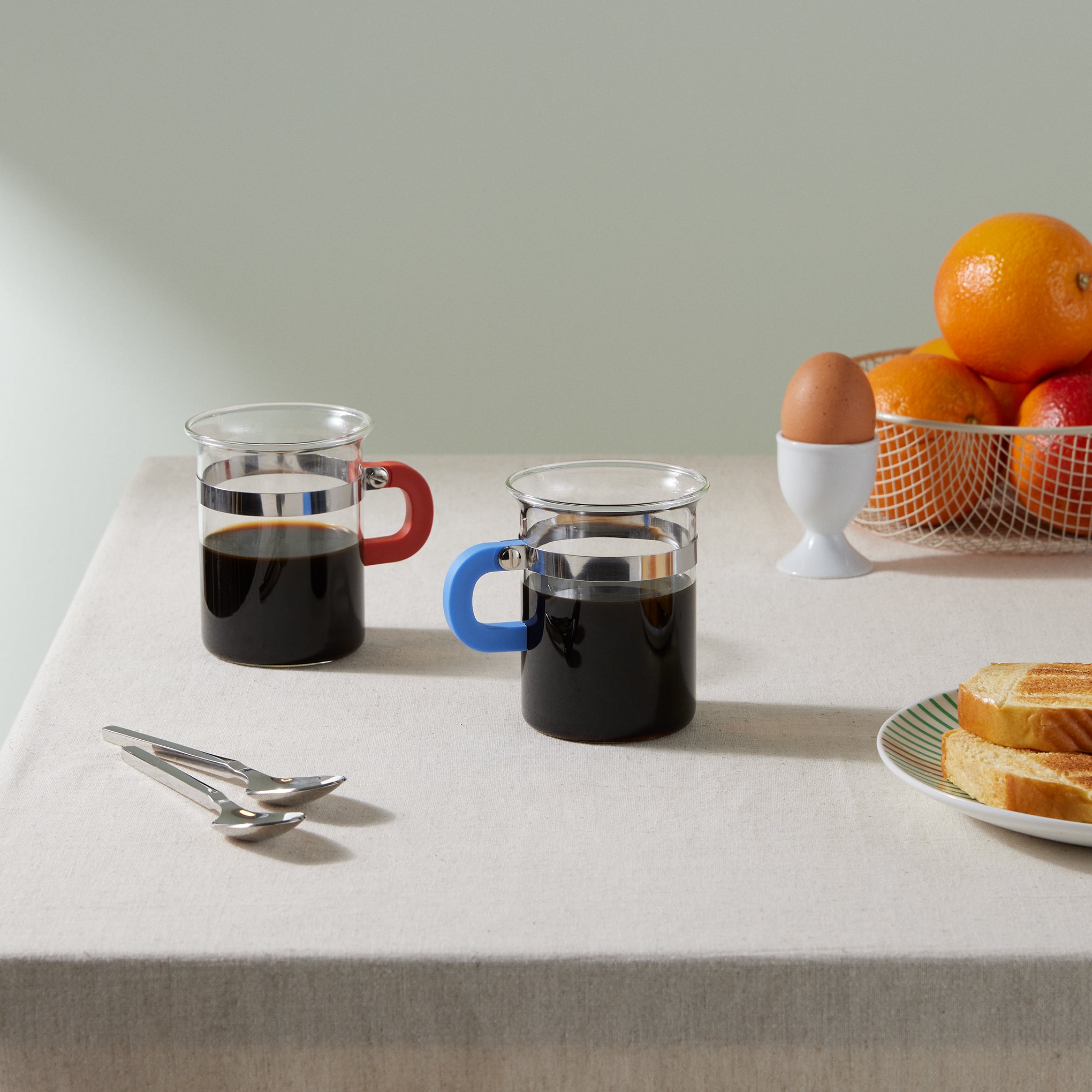 Bodum Chambord Coffee Cups - Set of 2 - Dark Coral/ Pale Blue - Image 2