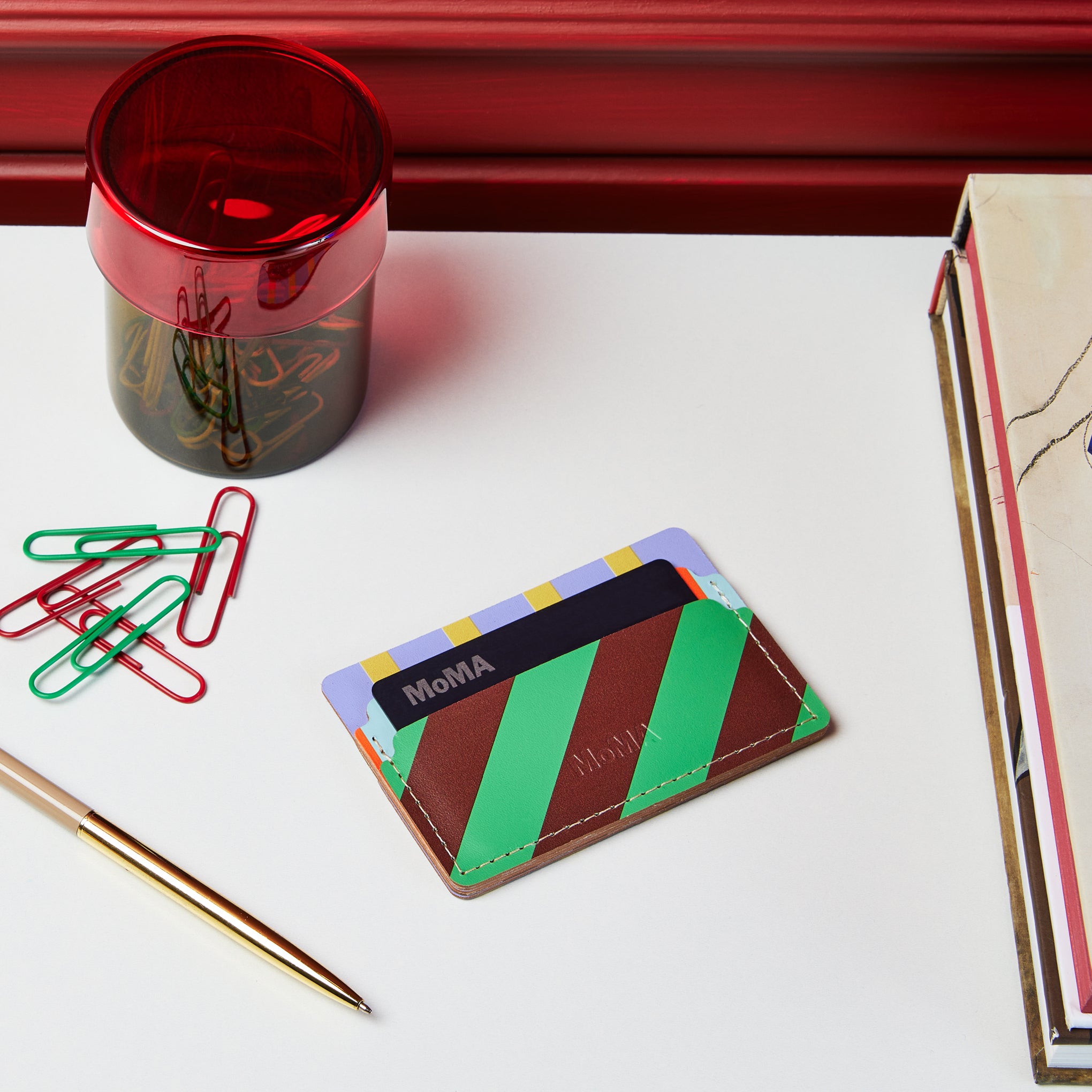 Dusen Dusen Recycled Leather Card Holder - Stripe - Image 2