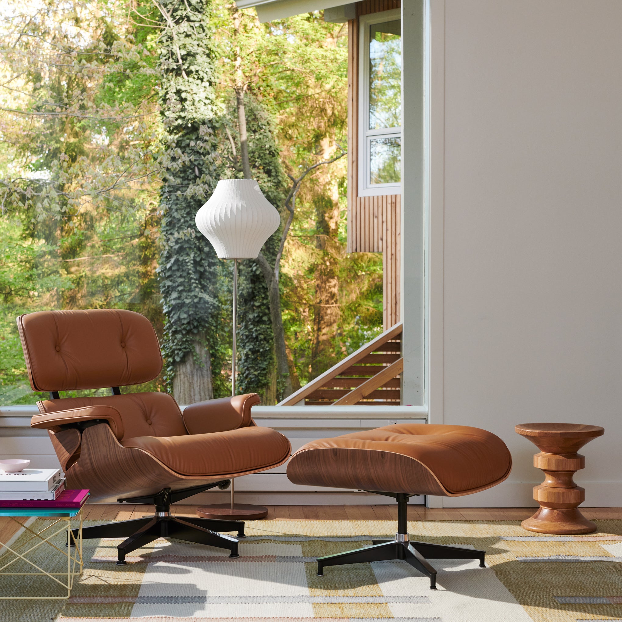 Eames? Lounge Chair and Ottoman from Herman Miller - Walnut/ Russet Bamboo Leather - Image 2