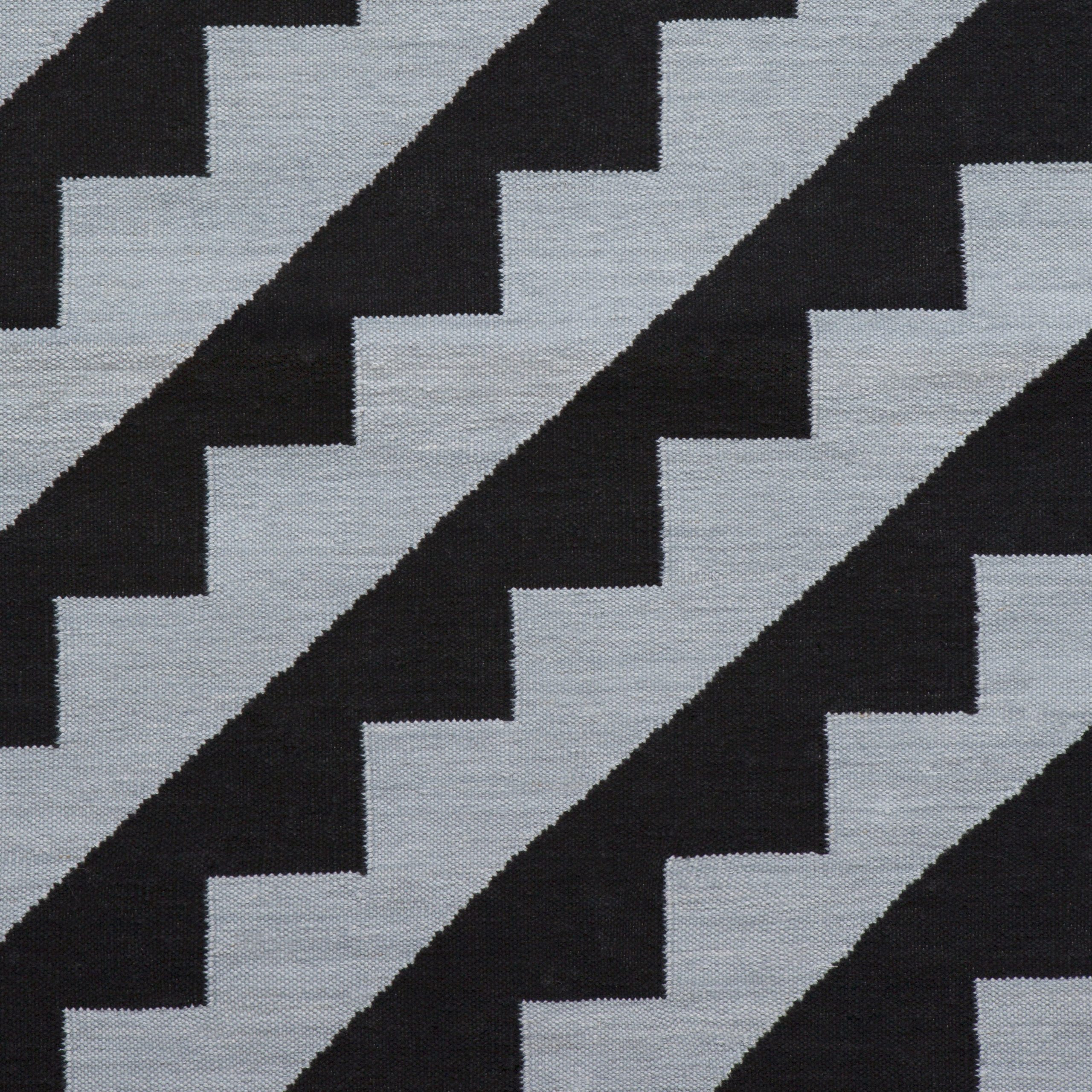 Maharam Alexander Girard Cotton Steps Rug - Blue Gray/ Black - Image 3