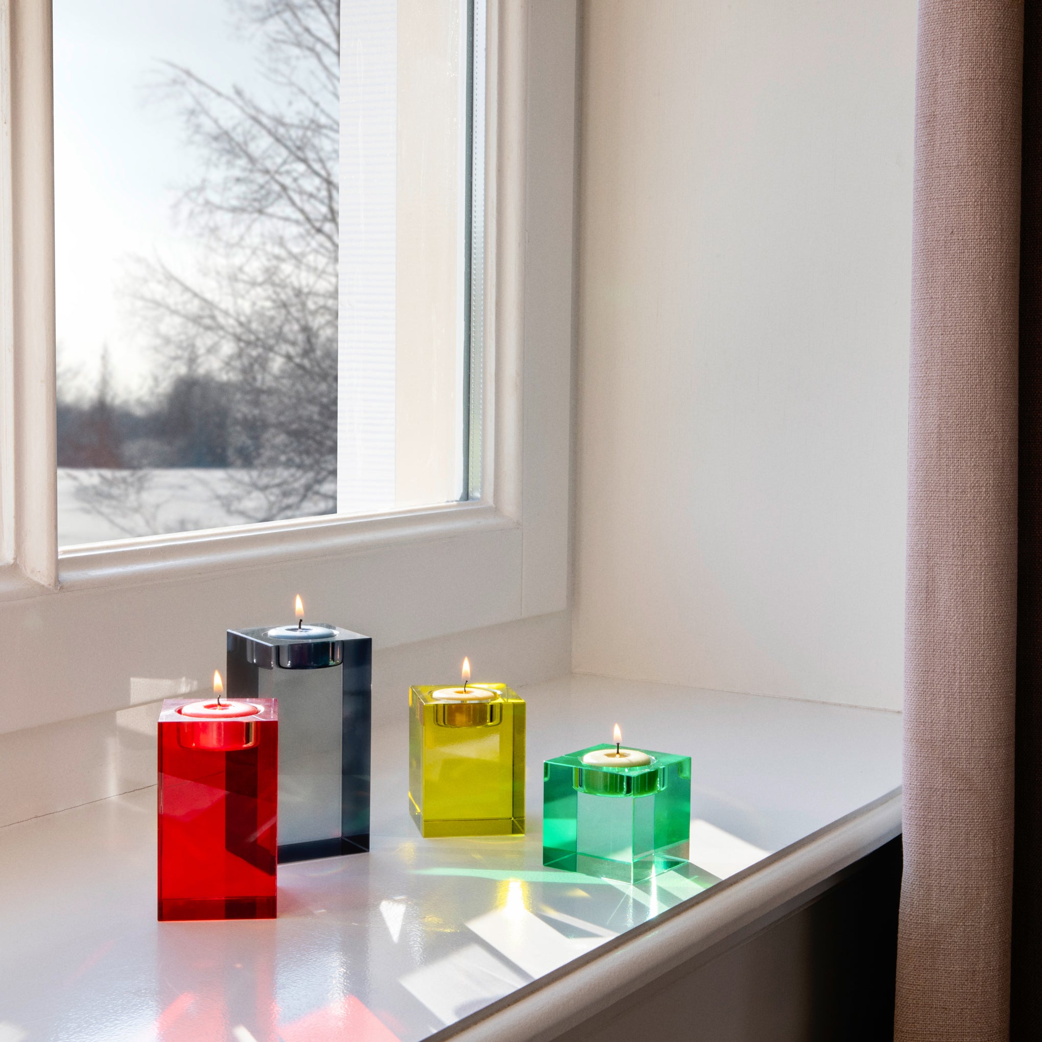 Color Block Glass Candle Holders - Set of 4 - Image 5