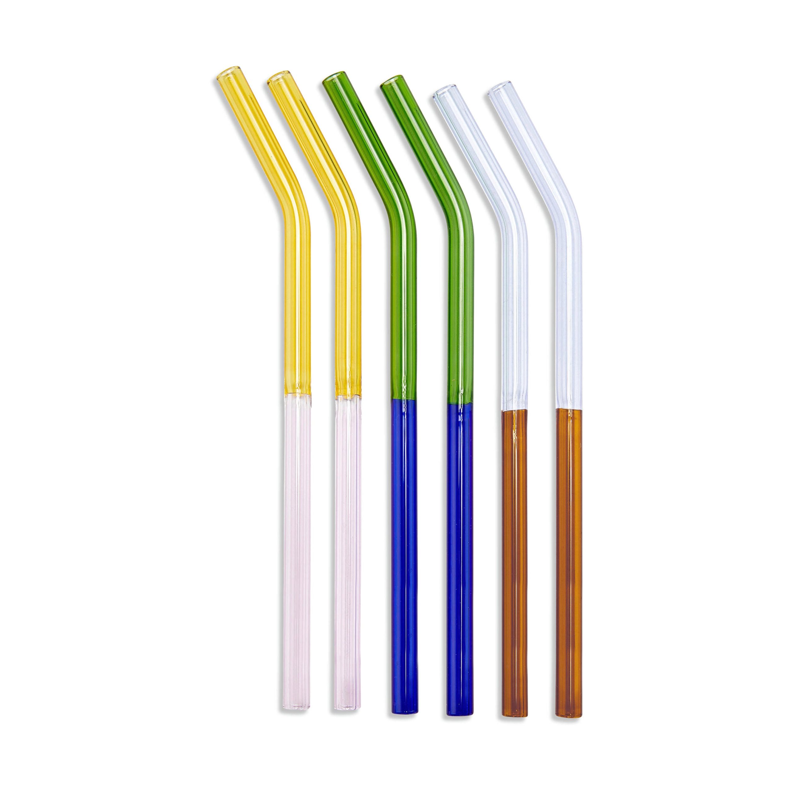 MoMA Two-Tone Borosilicate Glass Straws - Set of 6