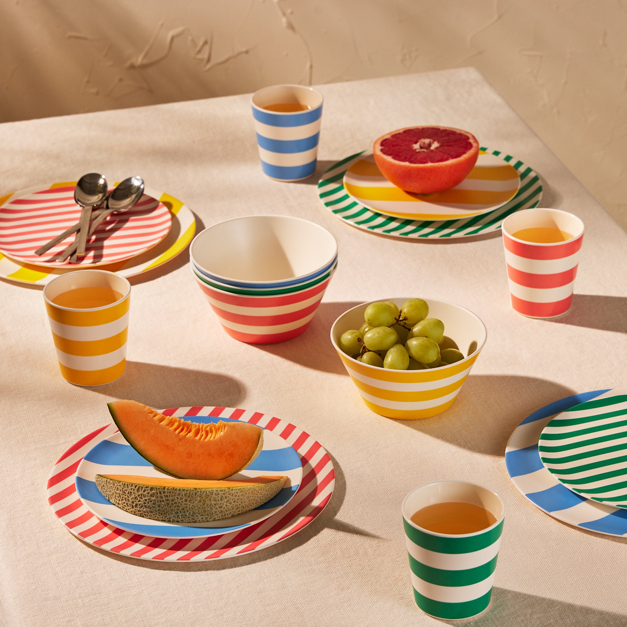 Bamboo Colorful Striped Dinnerware - Set of 4 - Bowl - Image 2