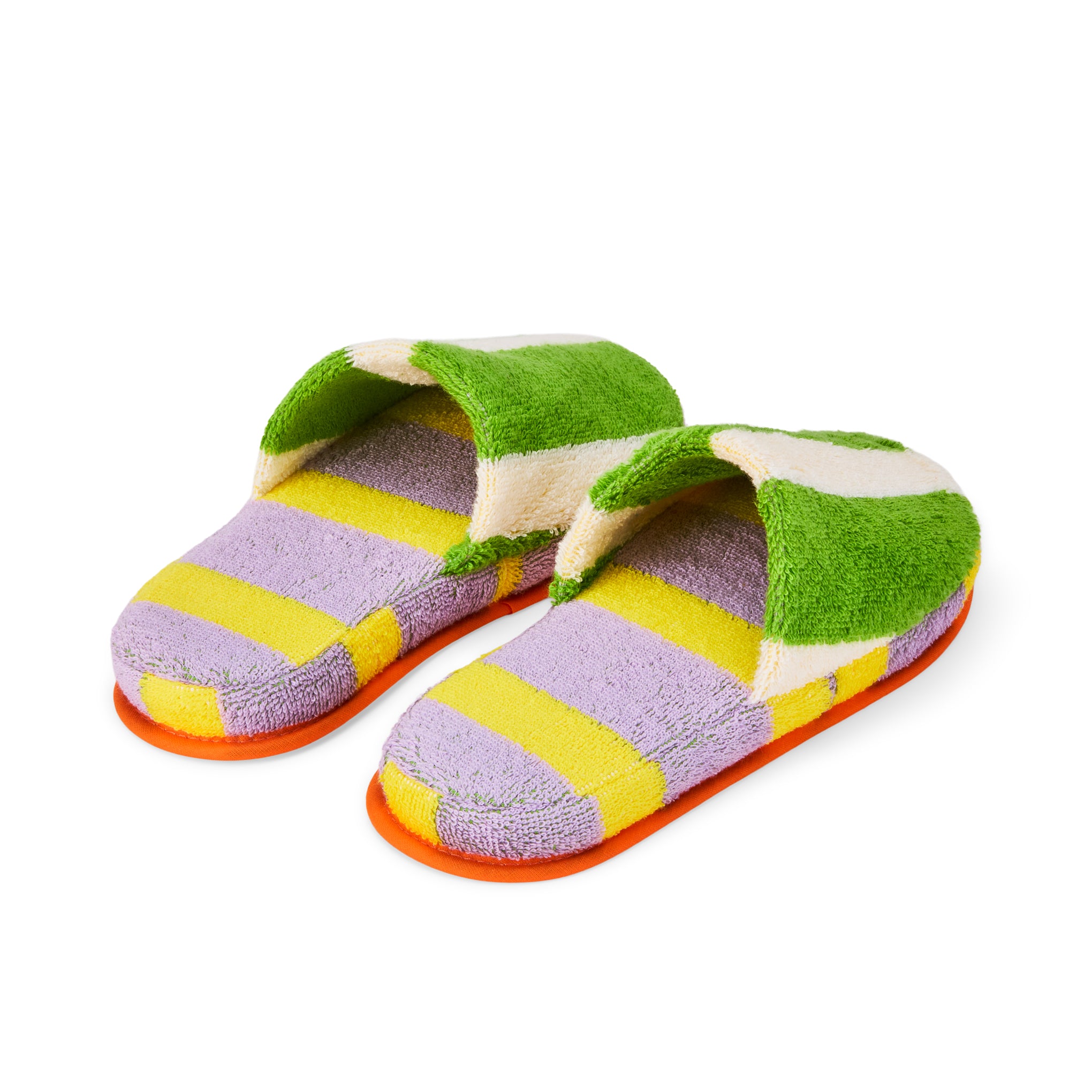 Dusen Dusen Striped Terry Slippers - Green/ Lavender - Image 4