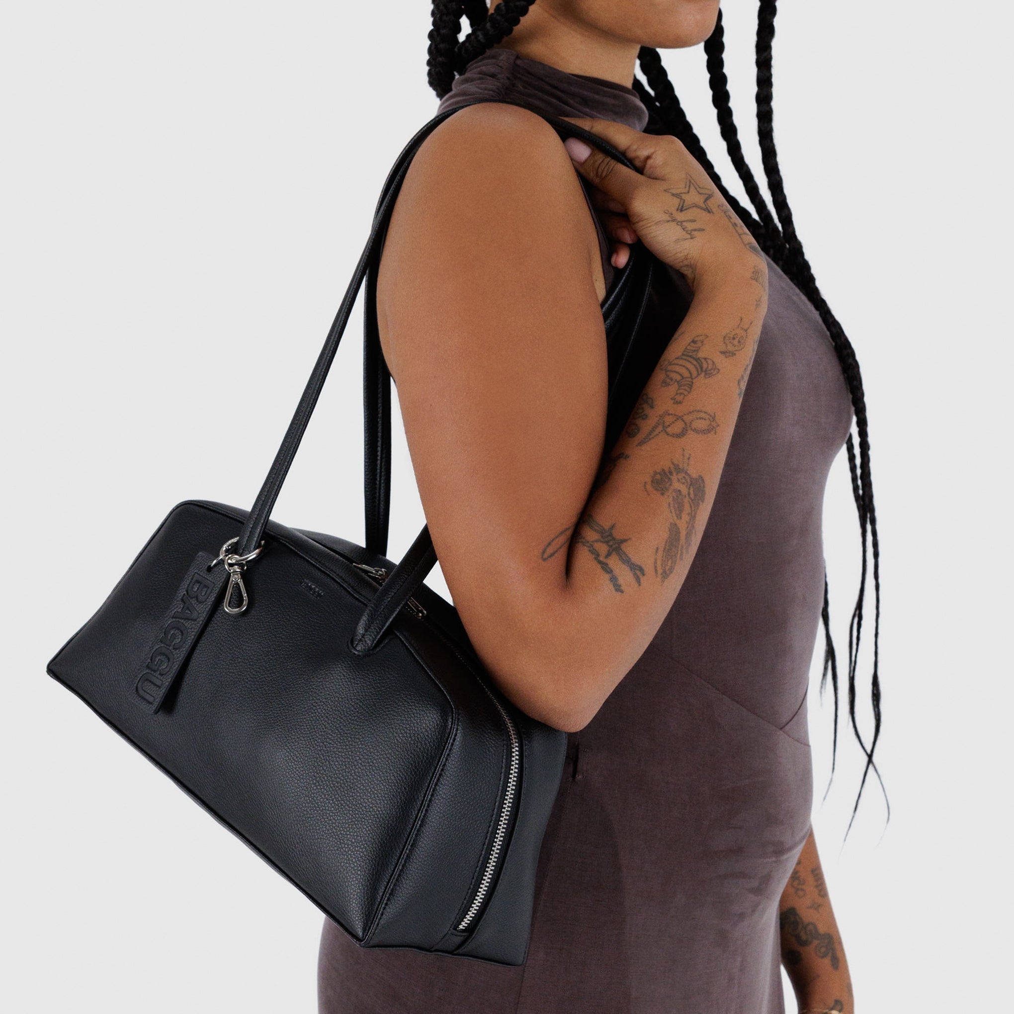 Baggu Recycled Leather Bowler Bag - Black - Image 2