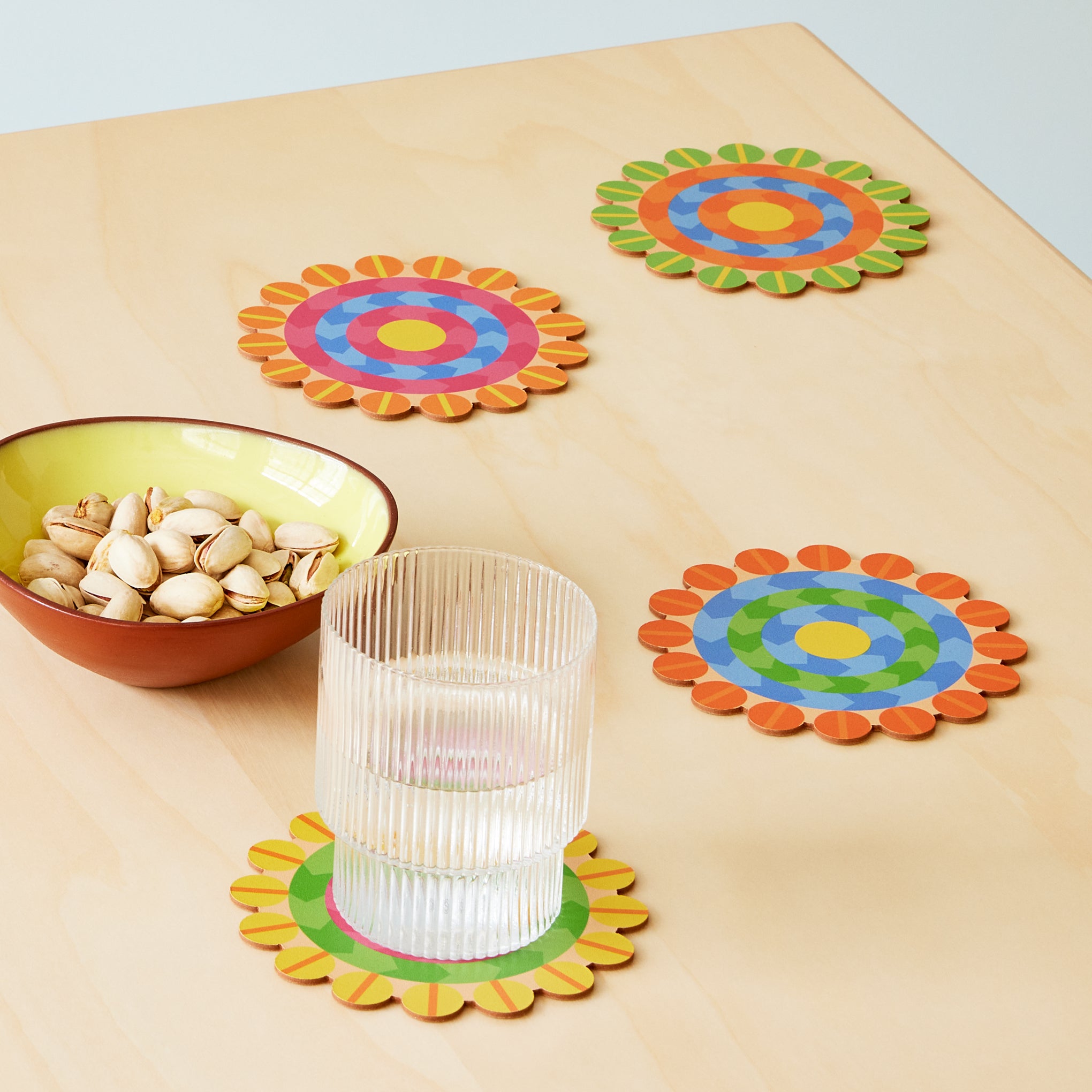 Yinka Ilori Radiant Blooms Recycled Leather Coasters - Set of 4 - Image 2