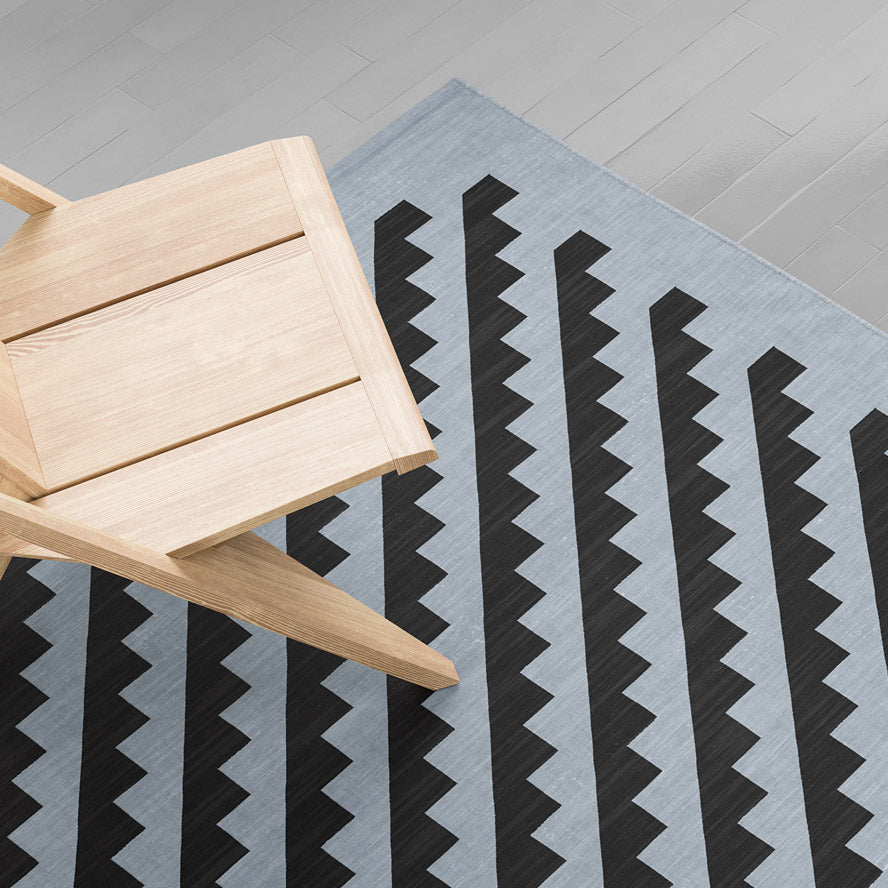 Maharam Alexander Girard Cotton Steps Rug - Blue Gray/ Black - Image 2