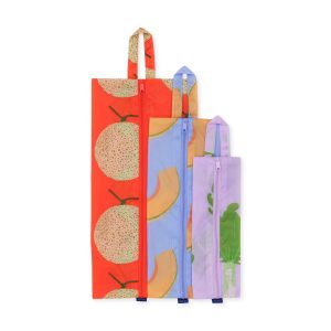 Baggu Recycled Nylon 3D Pouch Set - Set of 3 - Japanese Produce