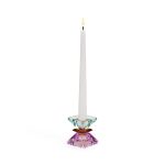 Faceted Crystal Candle Holder - Violet/ Amber/ Light Mint