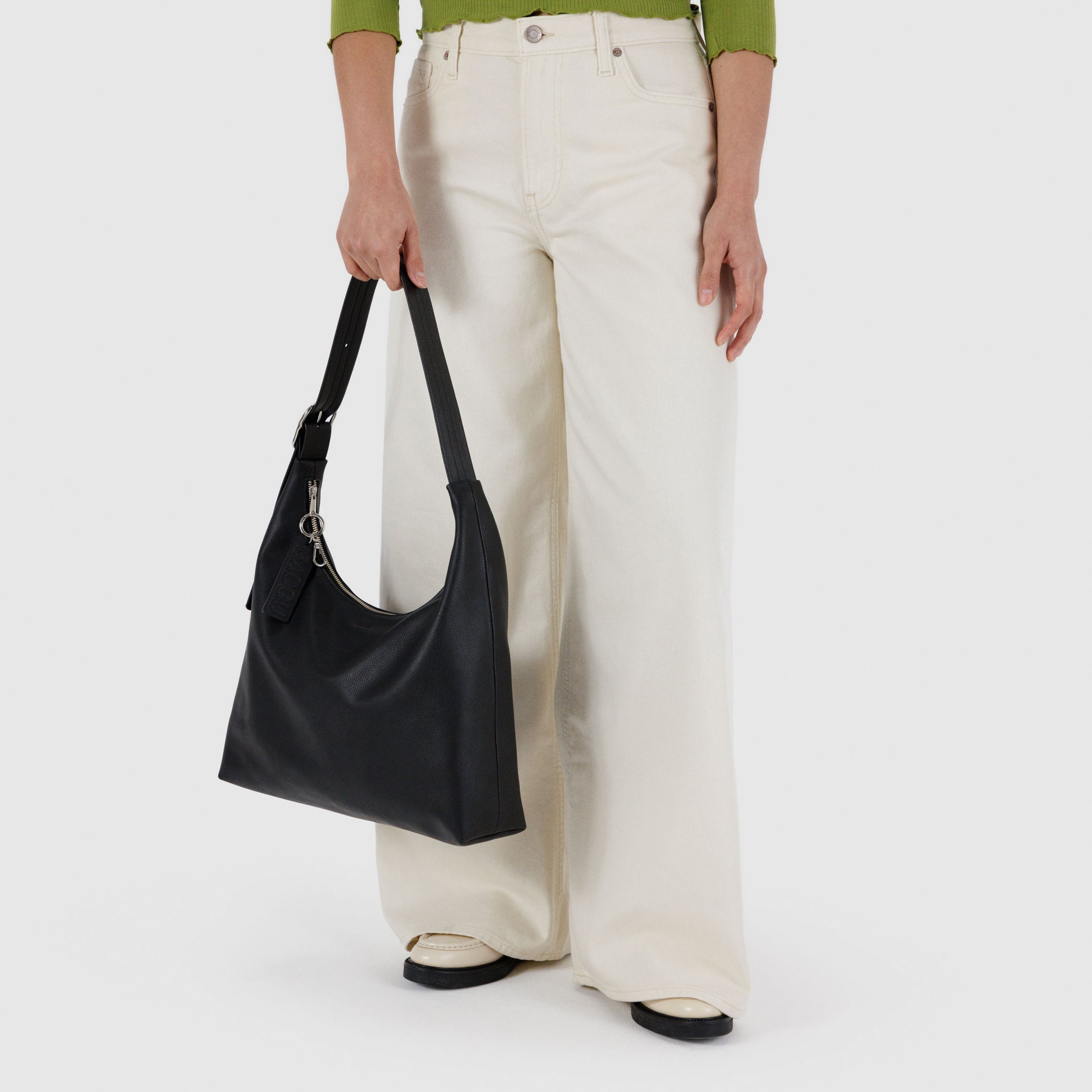 Baggu Recycled Leather Shoulder Bag - Black - Image 2