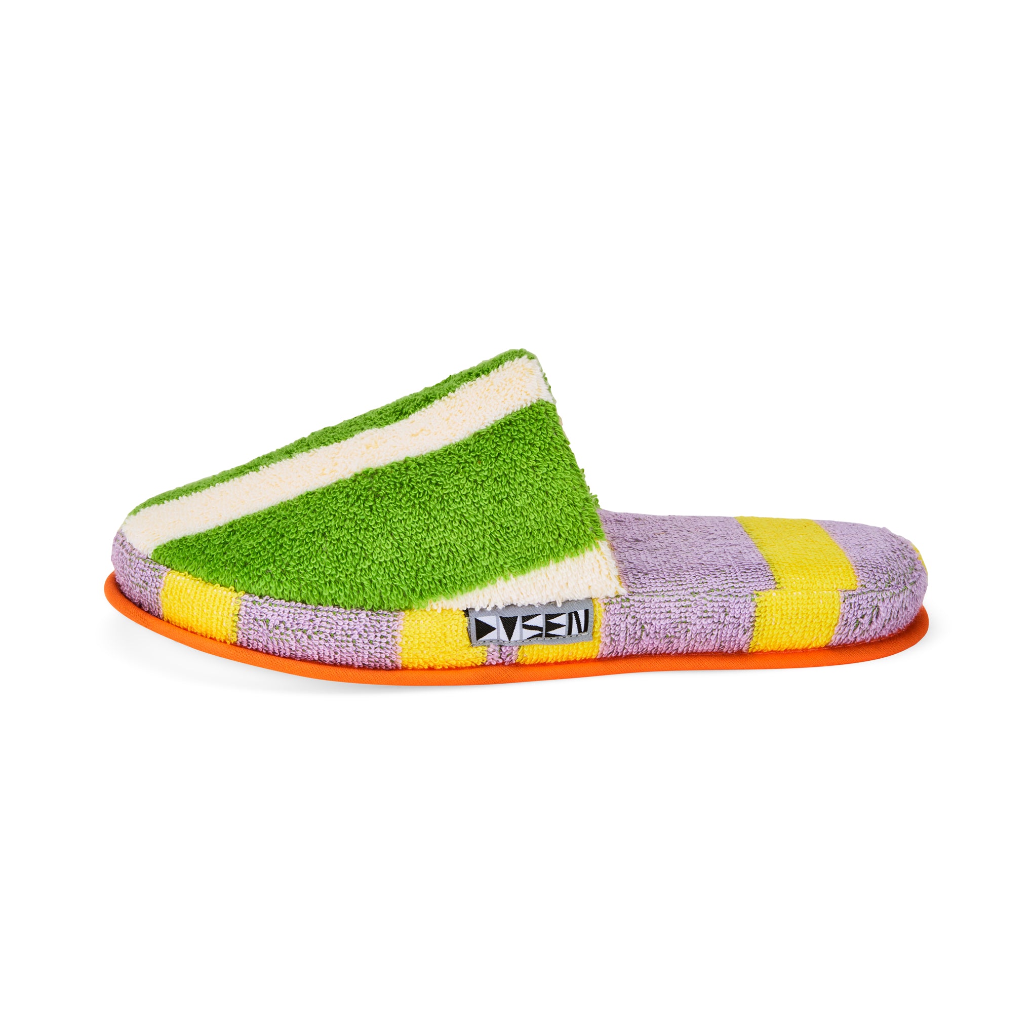 Dusen Dusen Striped Terry Slippers - Green/ Lavender - Image 3